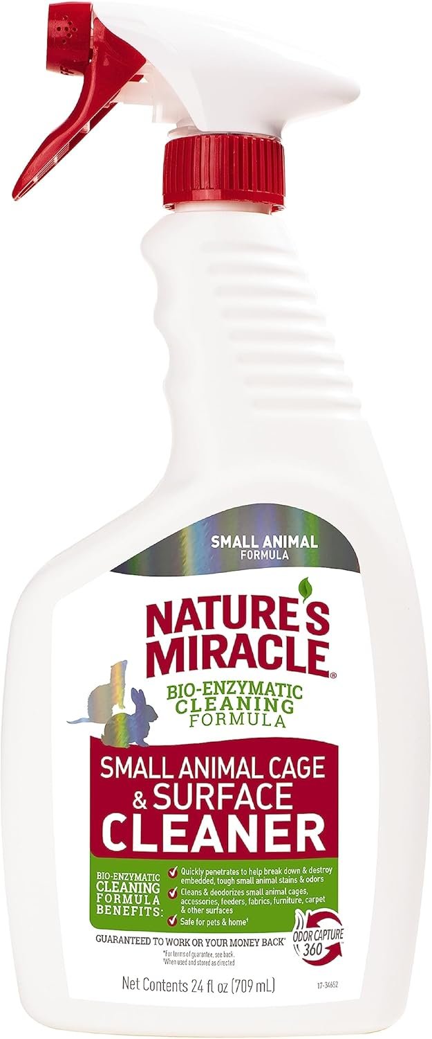 Nature’s Miracle Small Animal Cage & Surface Cleaner, 24 oz | Bio-Enzymatic Formula Helps Break Down Tough Stains & Odors, Cleans & Deodorizes Cages & Accessories, Safe For Pets and Home