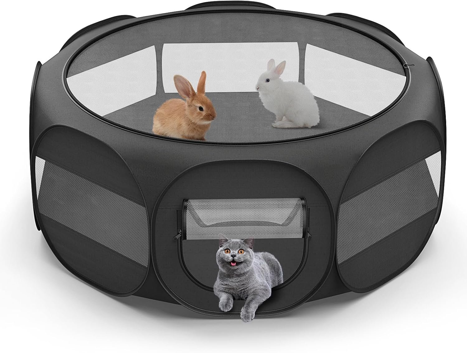 Small Animal Playpen, Chicken Brooder Box with Cover Top, Black | Portable Outdoor Exercise Pet Cage Tent, Waterproof Breathable Pet playpen Indoor for Chick Ktiien Bunny Hamster Guinea Pig
