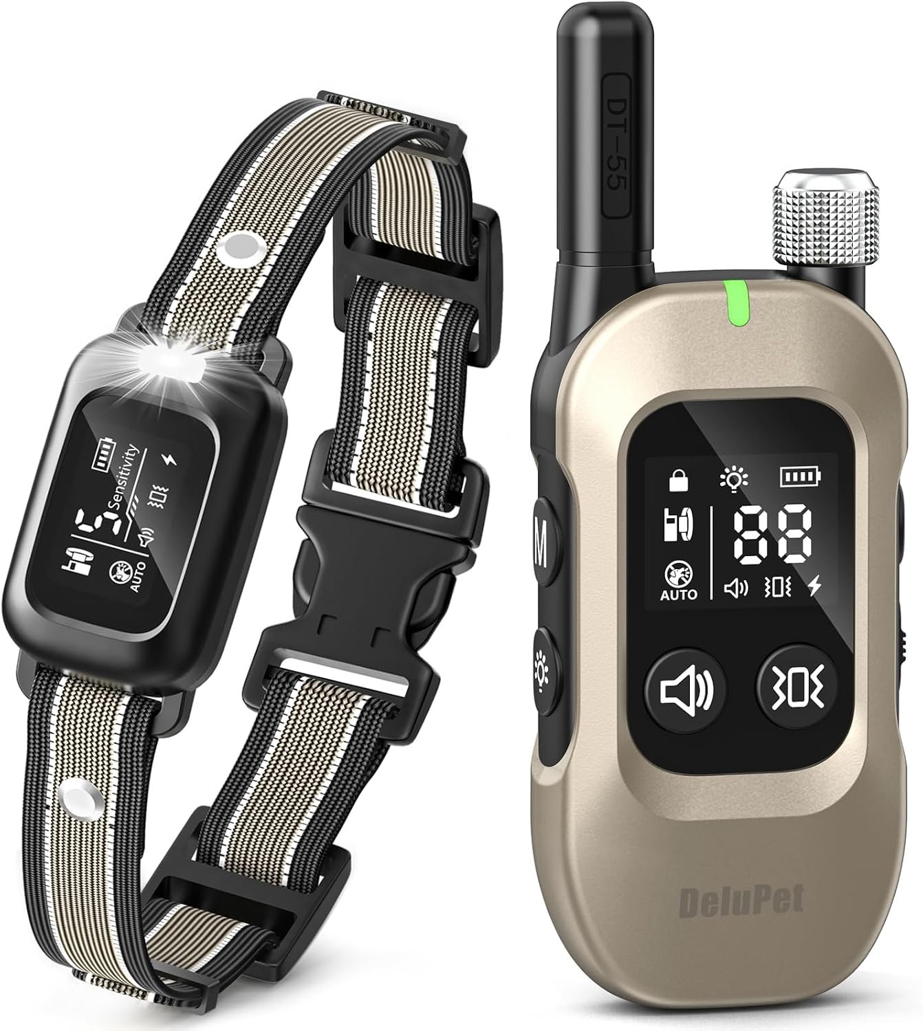 2-in-1 Dog Bark & Shock Collar with Remote, 4500FT Training Range | Combines Bark Control & Training Modes, IPX8 Waterproof, LED Light, Rechargeable, Fits 10-100lbs Small, Medium & Large Dogs