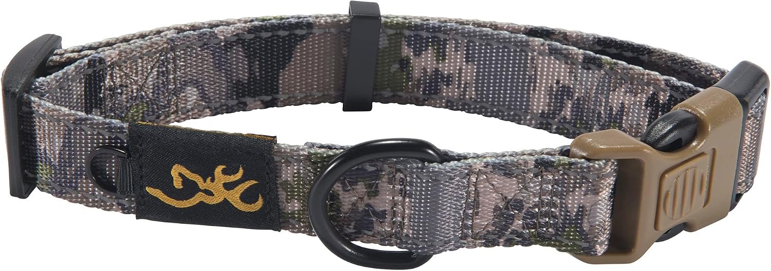 Browning Classic Webbing Camo Collar, Medium, 1 x 14-20in Ovix Camo | Preformance, Pet, Fully Adjustable, Available in Solid Colors and Camo Patterns