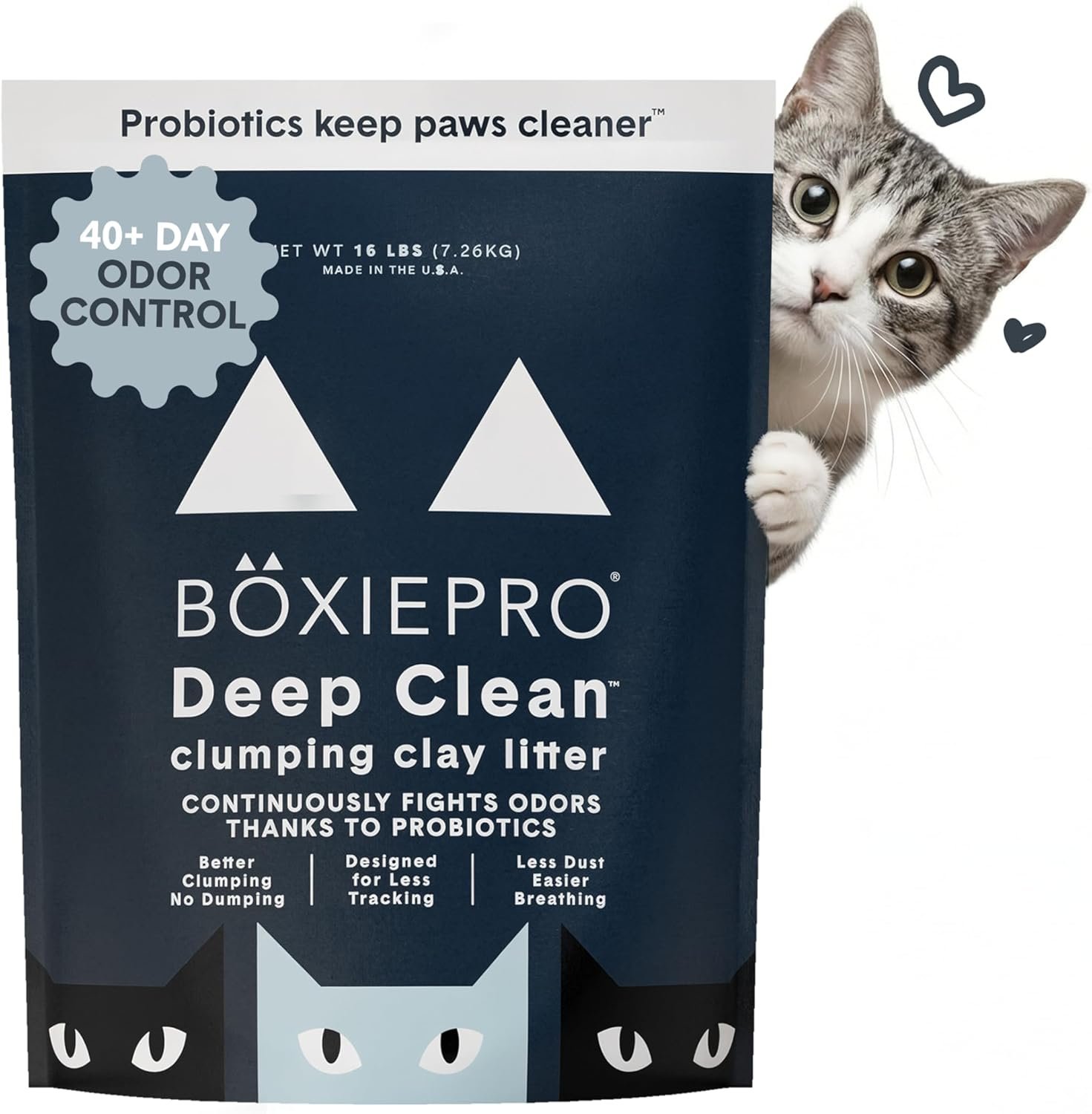Boxie Probiotic Clumping Cat Litter 40+ Day Odor Control Dust Free 16 lb