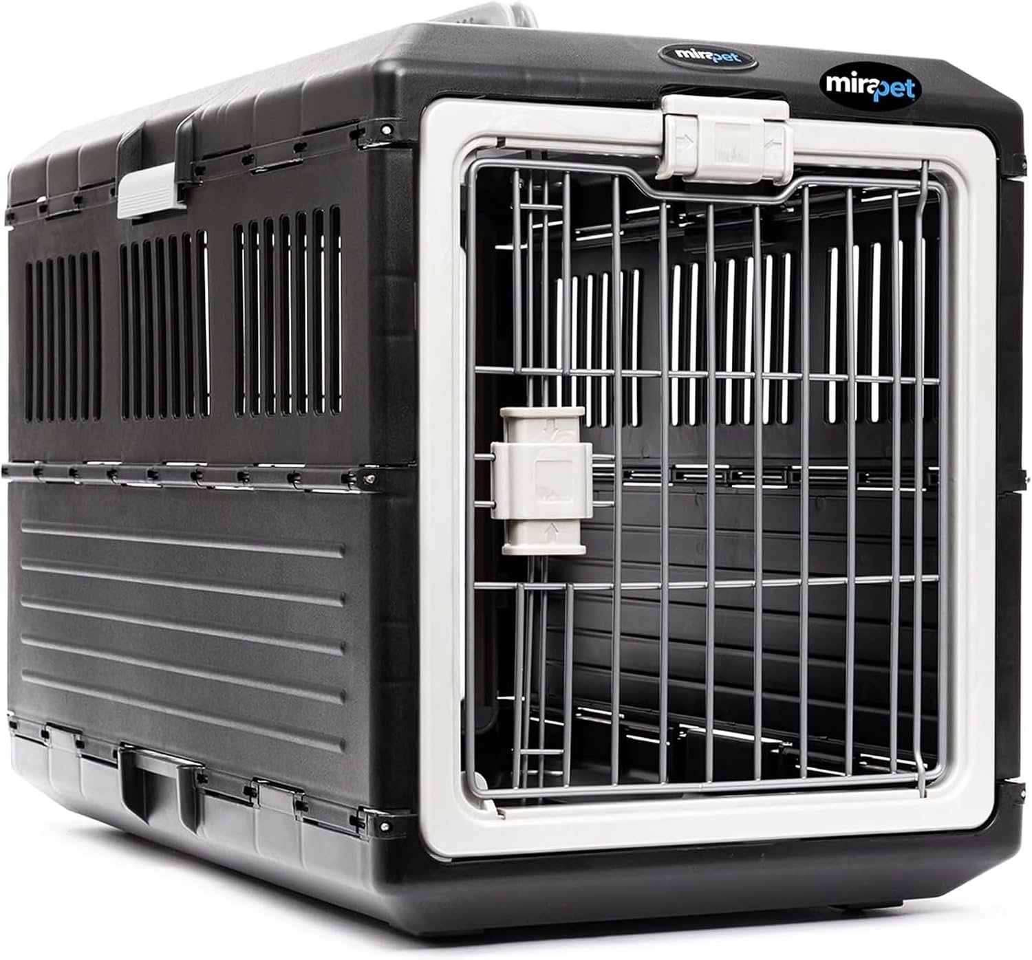 Pet Carrier & Crate, 26.4″ L x 15.3″ W x 18.8″ H – Collapsible for Medium Cats and Dogs, Portable Hard Plastic Wall Kennel for Indoor/Outdoor Use