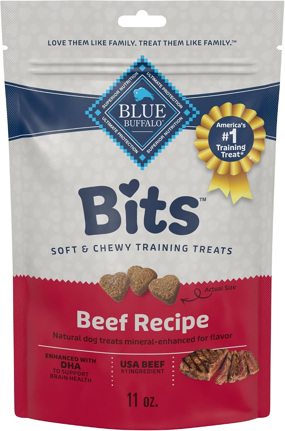 Blue Buffalo Bits Beef Training Treats, 11 oz | Real Beef First, DHA for Cognitive Development, No Chicken By-Product Meals, Free from Red Dye 40