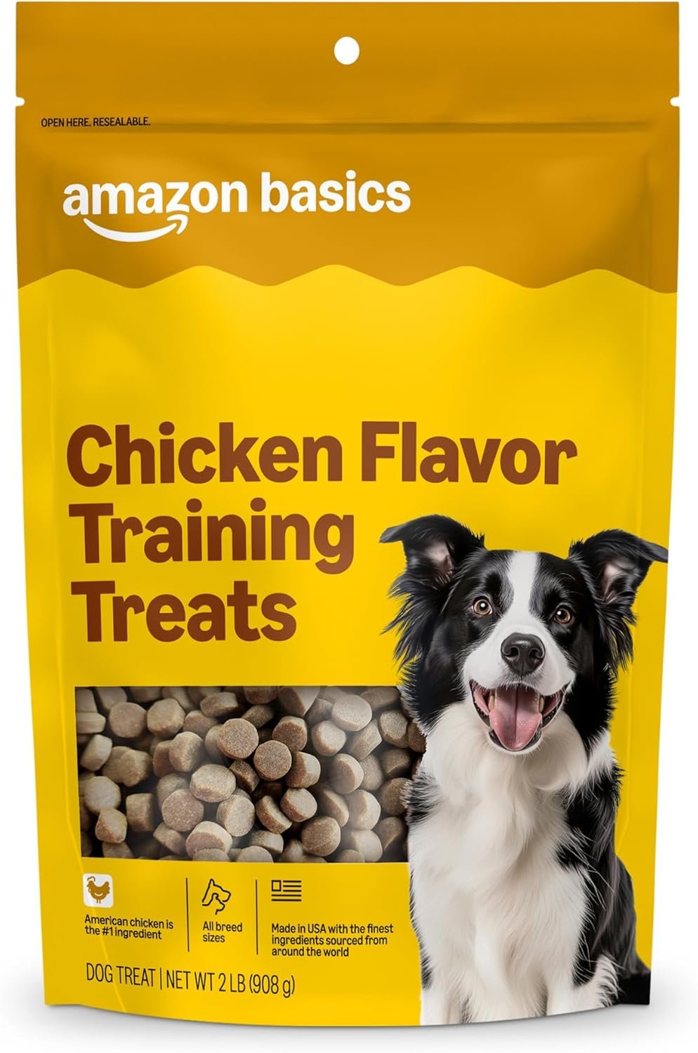 Amazon Basics Chicken Flavor Training Treats for Dogs, 2 lb. Bag (32 oz) (Previously Wag)