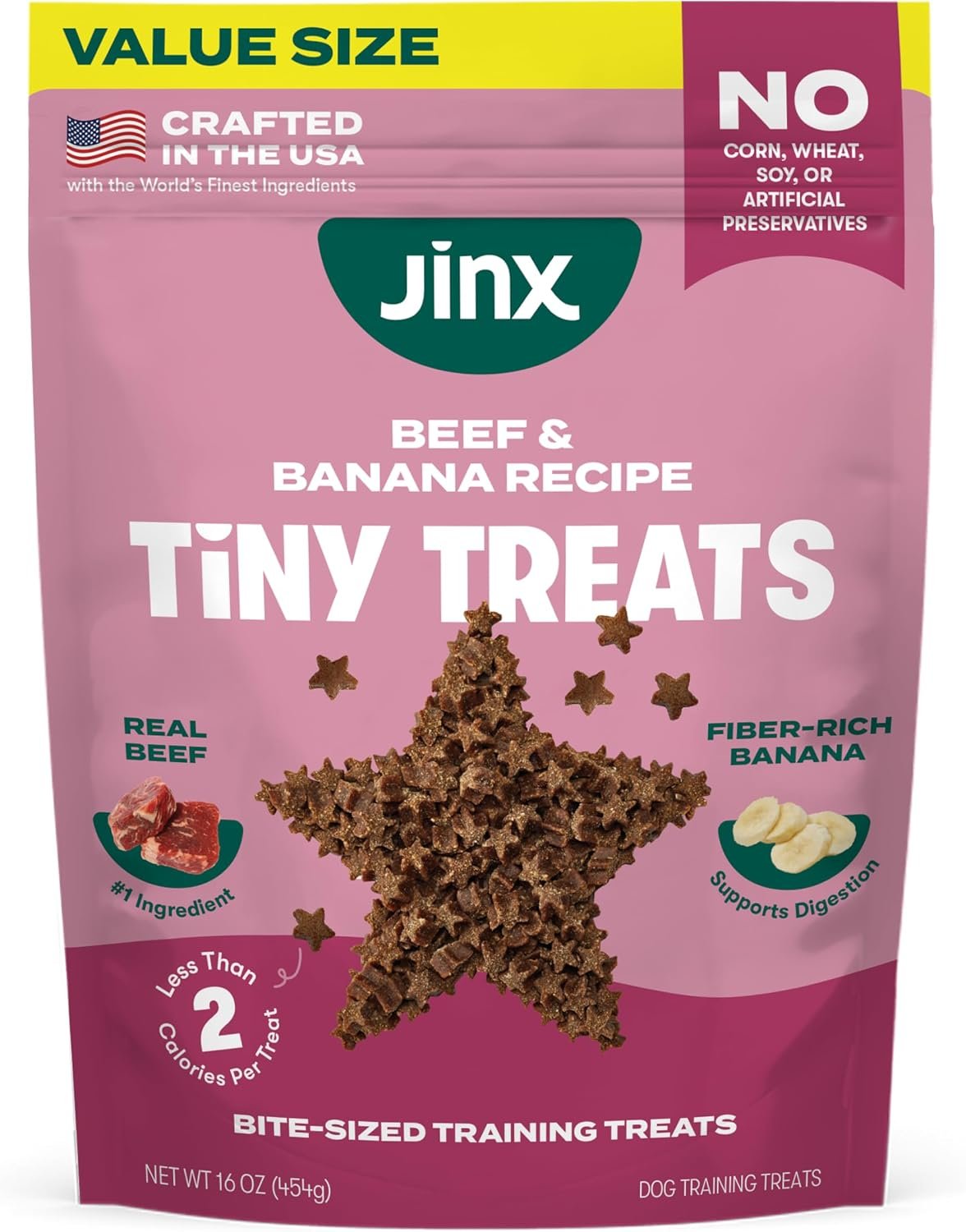 Jinx Dog Training Treats, Bite-Sized Training Treats for Dogs, Beef, 4oz | 2 Pack Healthy Dog Treats Training with Grass-Fed Beef, Vitamins for Immunity & No Fillers for Puppies, Adults & Seniors