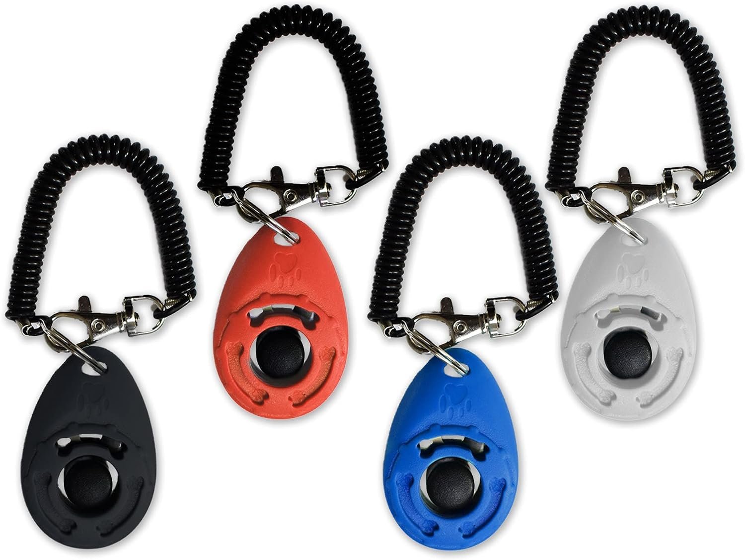 SunGrow Dog Clickers with Black Wrist Bands, 2.4×1.8 Inches, Colorful, Effective Training Tools for Puppy or Cat, Humanized Scientific Professional Design, Perfect Size and Sound, 4 Pack
