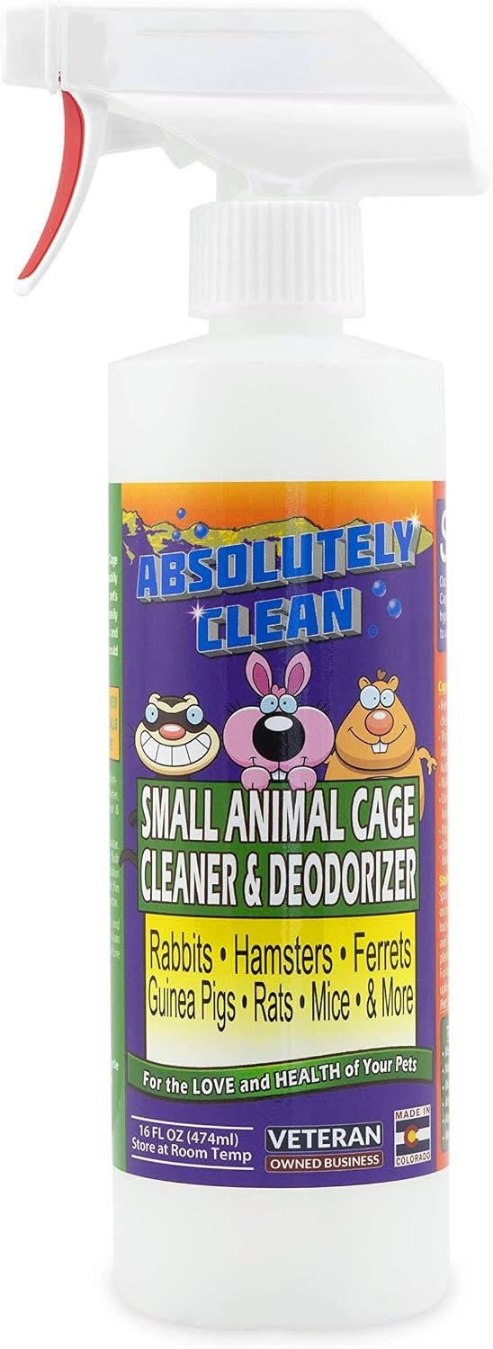 Amazing Small Animal Cage Cleaner, Just Spray/Wipe, Easily Removes Messes & Odors – Hamster Cages, Mice, Rat Cage, Guinea Pig Cage, Rabbit Cage, Ferret Cage, Dog Cage – USA Made