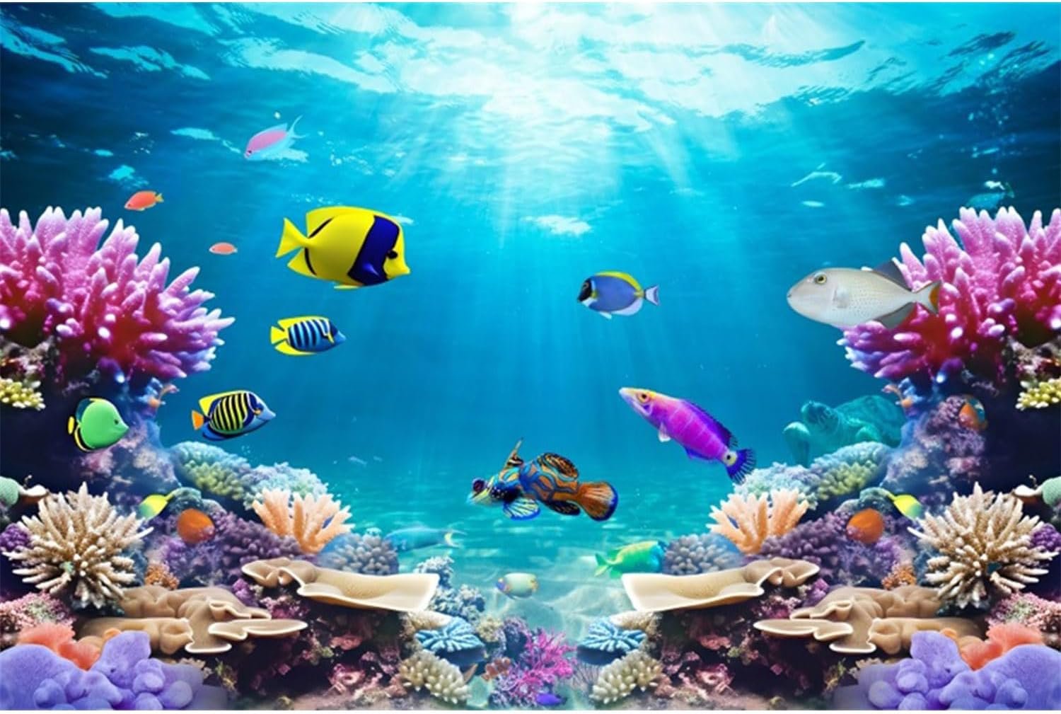 AWERT 30×18 inches Underwater World Fish Tank Background Undersea Theme Aquarium Background Polyester Colorful Coral Tropical Fish Tank Background | AWERT Undersea Colorful Tropical Fish Polyester Terrarium Background