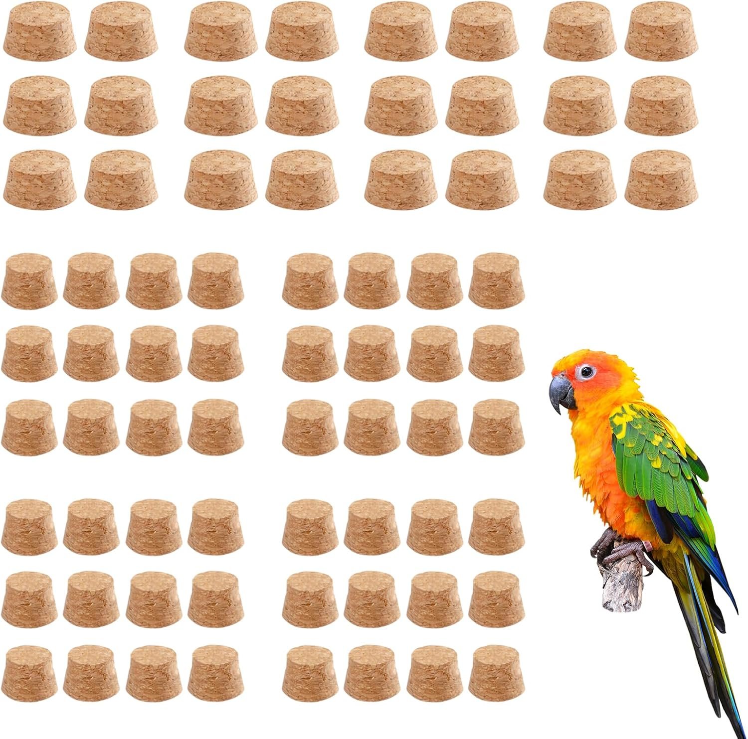 72 Detachable Corks for Bird Chew Toys – 24 Large & 48 Small Natural Cork Parts, Relieve Boredom & Anxiety, Foraging Toys, for Parakeet, Cockatiel, Conure, Budgie, Lovebird