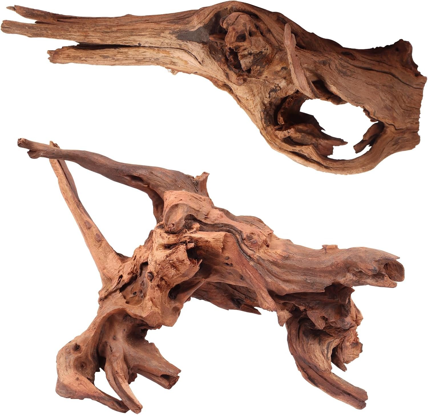 Driftwood for Aquarium, 2 Pieces 14-18 Inches Large Natural Drift Wood Fish Tank Assorted Branch Decorations for Reptile Hide