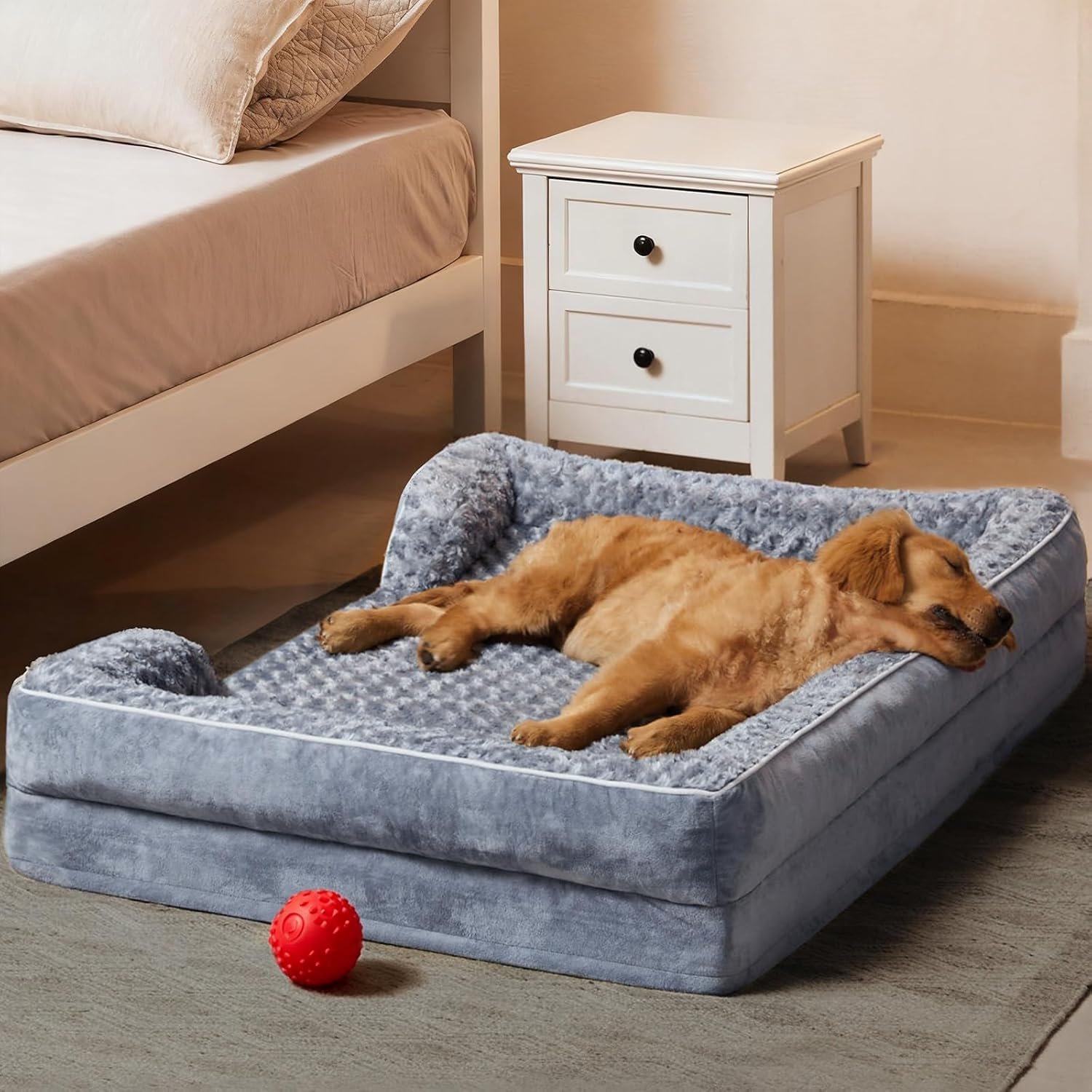 WNPETHOME Orthopedic Washable Dog Bed Large for Senior Dog Cozy Sleep | Waterproof Big Soft Dog Couch Sofa Bed for Dogs Relax with Removable Cover Supportive Comfort Pet Bed Grey 36×27 Inch