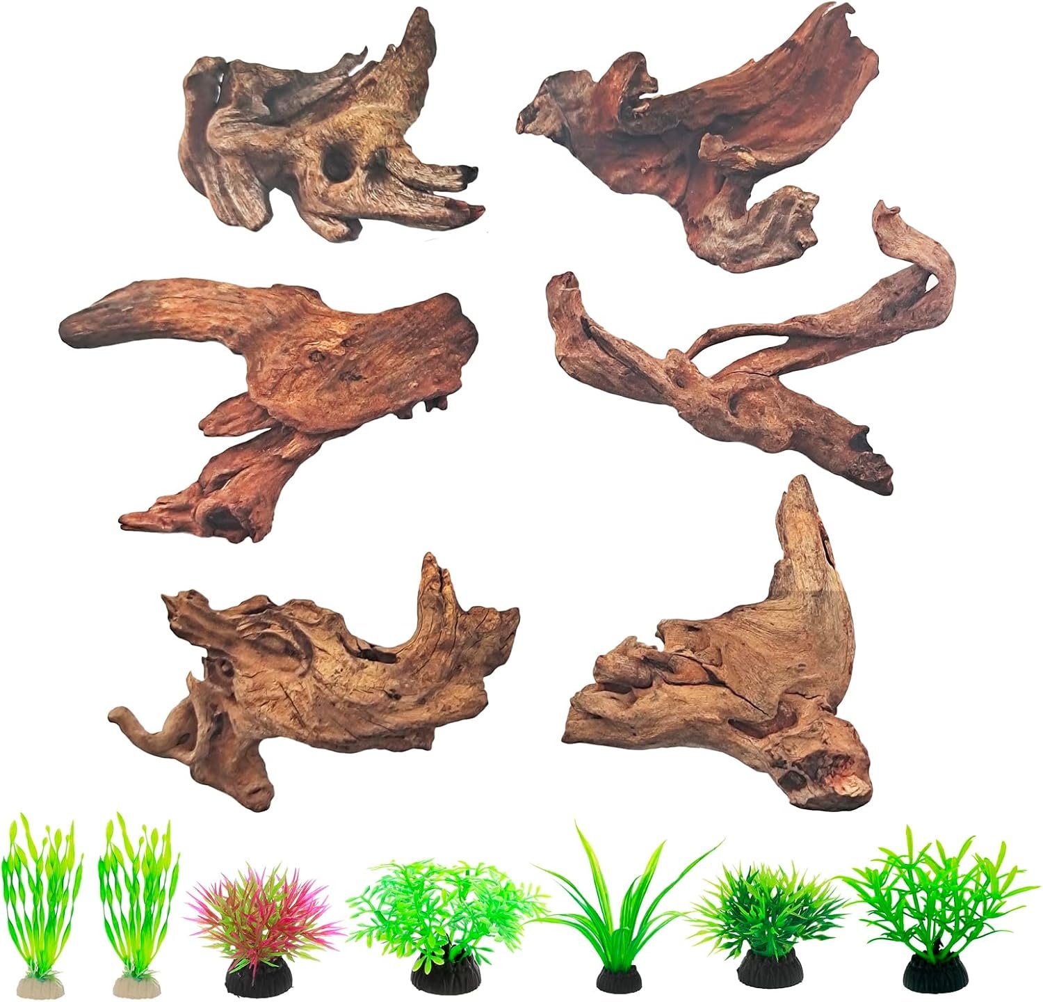 Natural Driftwood Decor for Aquarium Decorations Reptile Tank Accessories, Assorted Wood Branches Decorations on Reptile Fish Tank 2-10″ 2 Pcs/4 Pcs/ 5 Pcs/ 6 Pcs (Pack of 6 (2 to 4 Inch))
