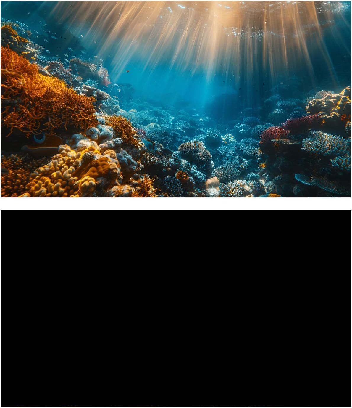 2 Pack Aquarium Background, 28×12 inch Vinyl Cloth Fish Background,Ocean & Black, for Fish Aquarium Decor Background