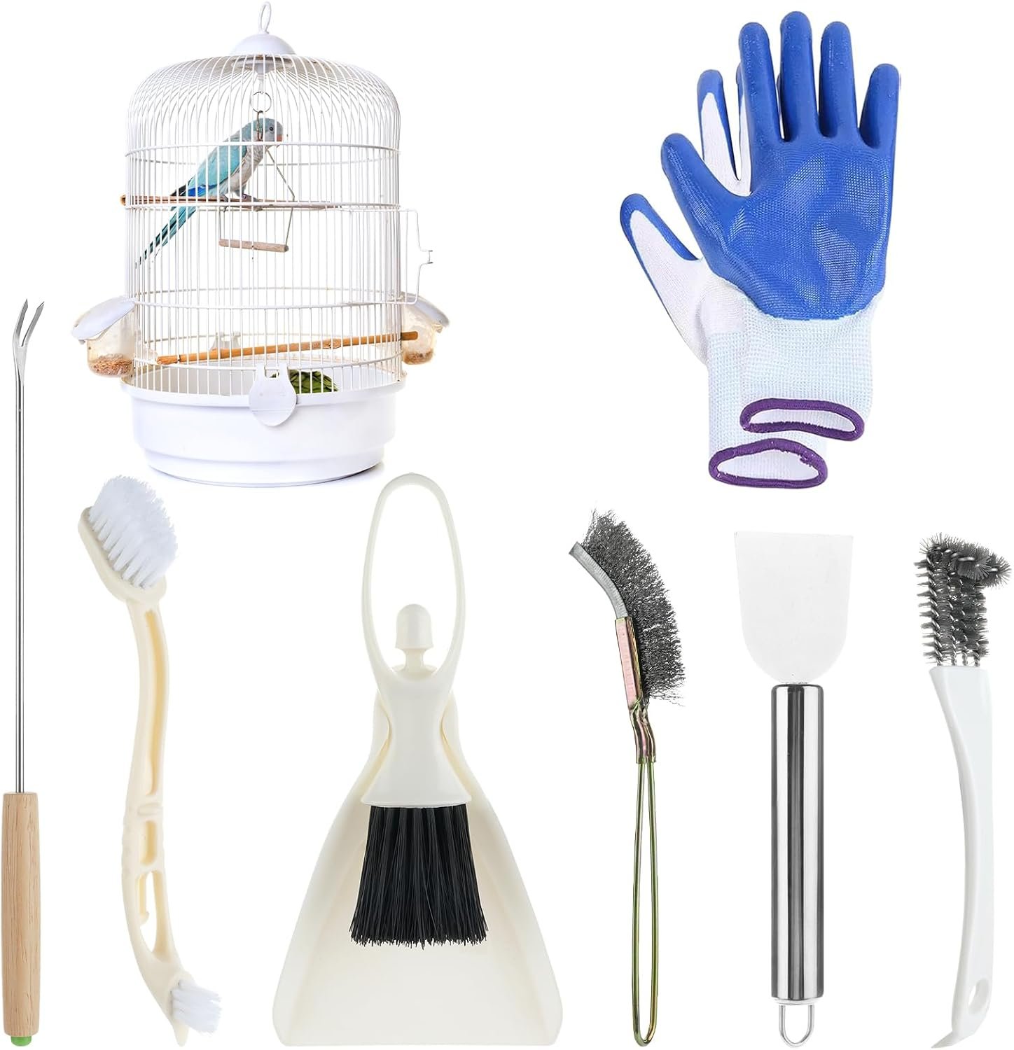 7 Pcs Bird Cage Cleaning Supplies Bird Cage Cleaner Brush Kit