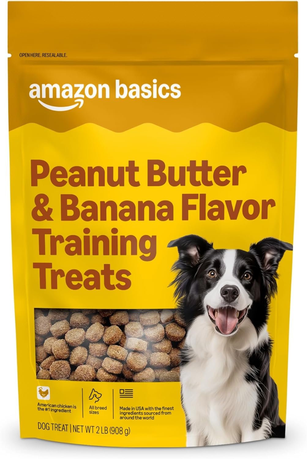 Amazon Basics Peanut Butter & Banana Flavor Training Treats for Dogs, 2 Pound (Pack of 1) (Previously Wag)