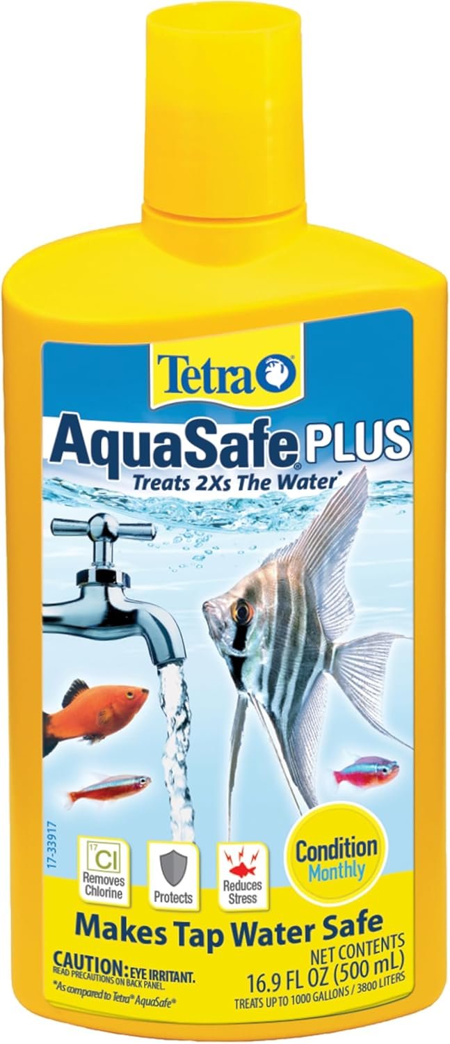 Tetra AquaSafe Plus Water Conditioner & Dechlorinator for Aquarium, 16.9 oz | Treats 2X the Water as Standard AquaSafe, Makes Tap Water Safe, Reduces Fish Stress, Removes Chlorine, Use Monthly