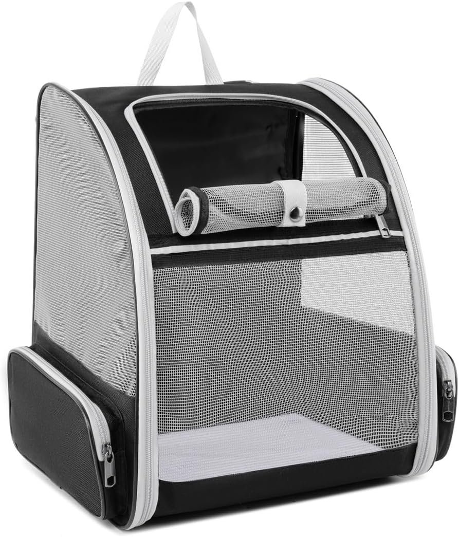 Cat Backpack Dog Backpack Carrier for Small Dogs and Medium Cat up to 15lbs, Travel Pet Carrier for Puppy Kitten Bunny, Cat Dog Carrying Backpack Collapsible (Black)