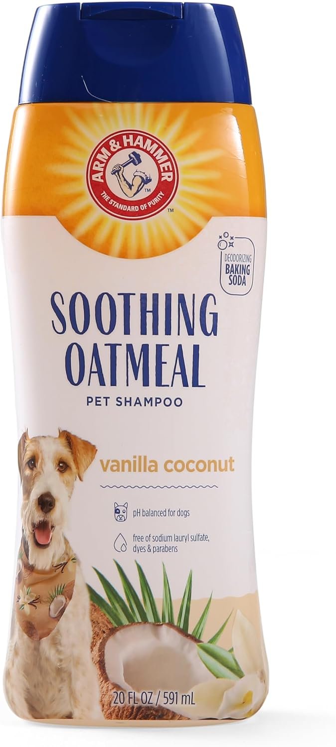 Arm & Hammer Soothing Oatmeal Dog Shampoo, Vanilla Coconut Scent, 20 Fl Oz | Baking soda formula, moisturizing oatmeal, vanilla coconut scent, pH balanced for dry skin