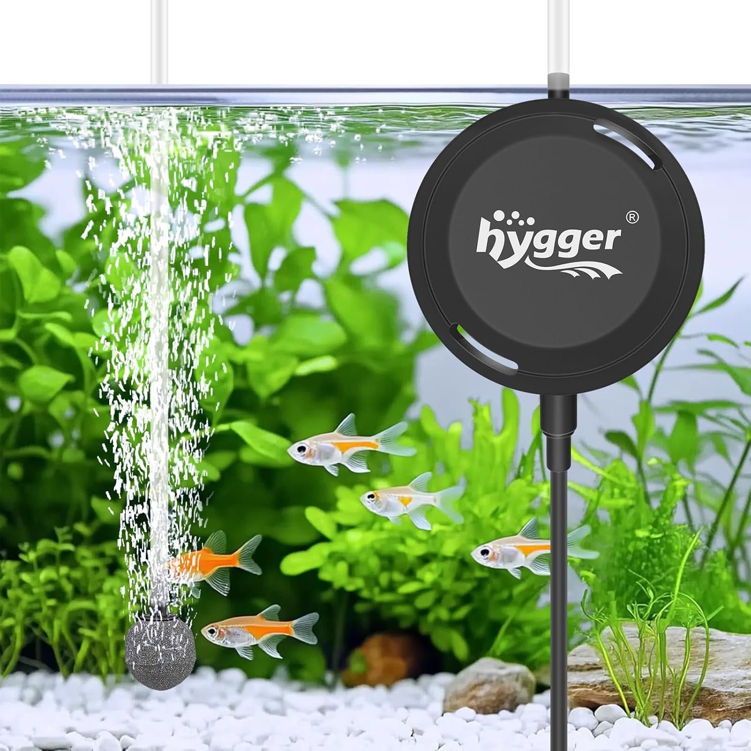 hygger MINI 1.5W Fish Bowl Aqaurium Silent Air Pump with Accessories, Oxygen Aerator Kit for Fish Tank 0.5-12 Gallon Fish Tank