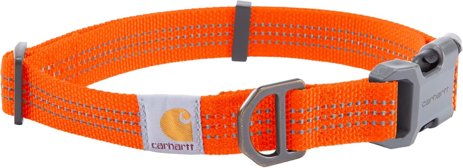 Carhartt Nylon Dog Collar Hunter Orange M | Webbing, Fully Adjustable with Durable Side Release Buckle and Reflective Stitching