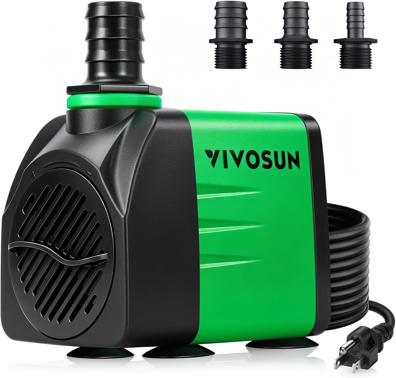 VIVOSUN 550GPH Submersible Fountain Water Pump for Pond, Aquarium, Statuary | 2000L/H, 35W, Ultra Quiet Water Pump with 8.2ft. High Lift and 6.5ft. Power Cord, 3 Nozzles for Hydroponics