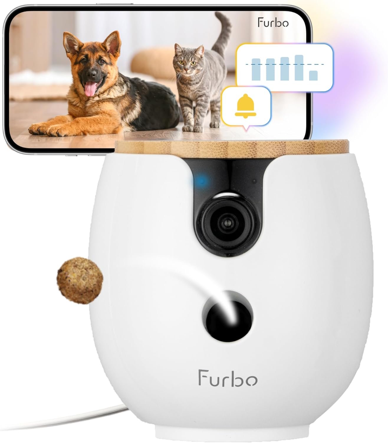 Furbo Mini 360° Pet Camera [Paid Plan Required to Activate] | Stay connected with AI Pet & Home Safety Alerts, 2K QHD View, Auto-Tracking, Video History, 2-Way Audio, Paid Plan Required