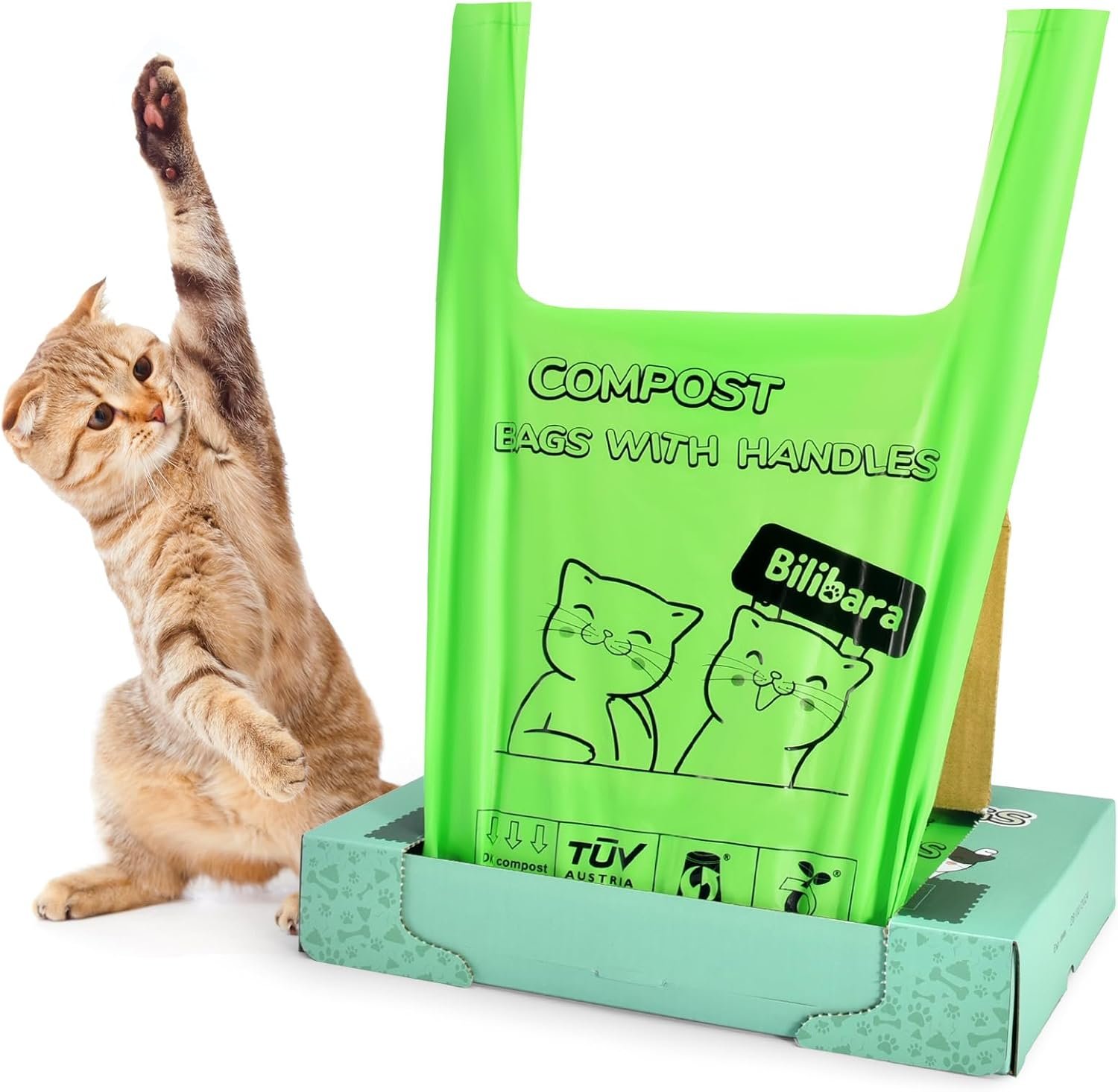 Biodegradable Poop Bags for Cat – 110 Count, Durable Cat Litter Bags for Poop with Handles, Scented Poop Bags for Litter Box, Leakproof Cat Waste Bags
