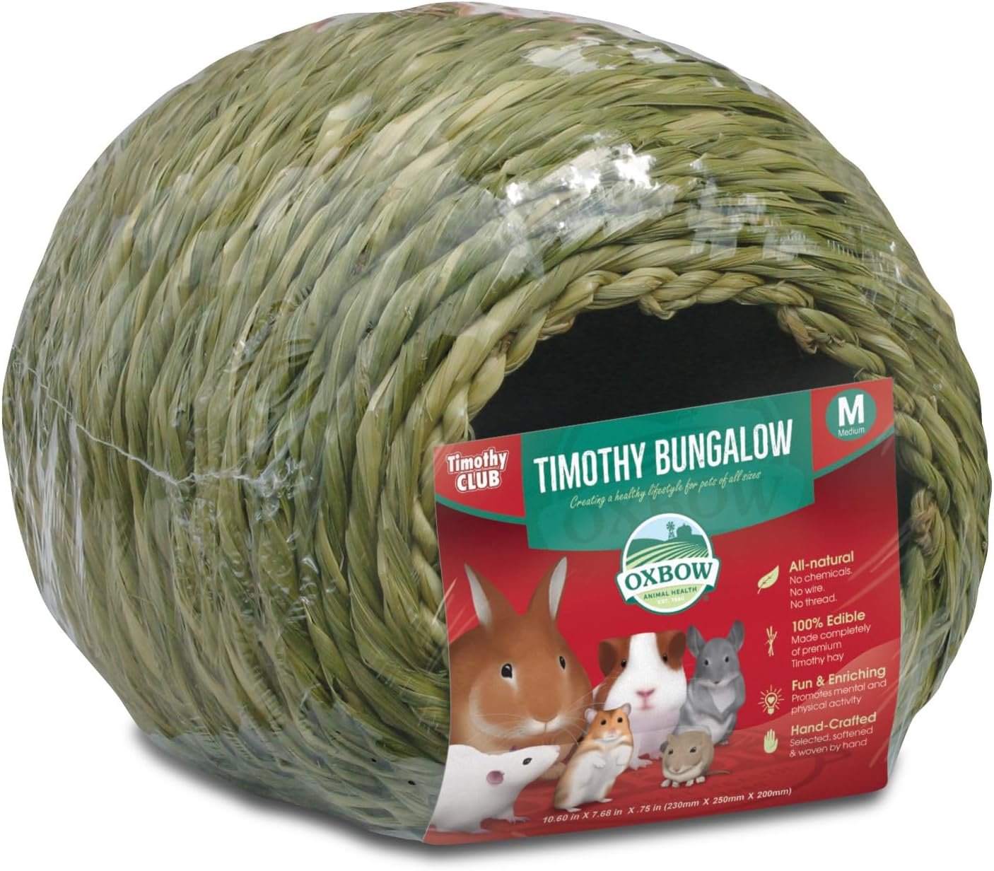 Oxbow Timothy Hay Bungalow, Guinea Pig Hideout & Rabbit House, Medium | Hand-Woven Bunny Hideout, Edible Rabbit Hut, Guinea Pig Accessories, Hideaway, Guinea Pig Enrichment, Chinchillas, Rats