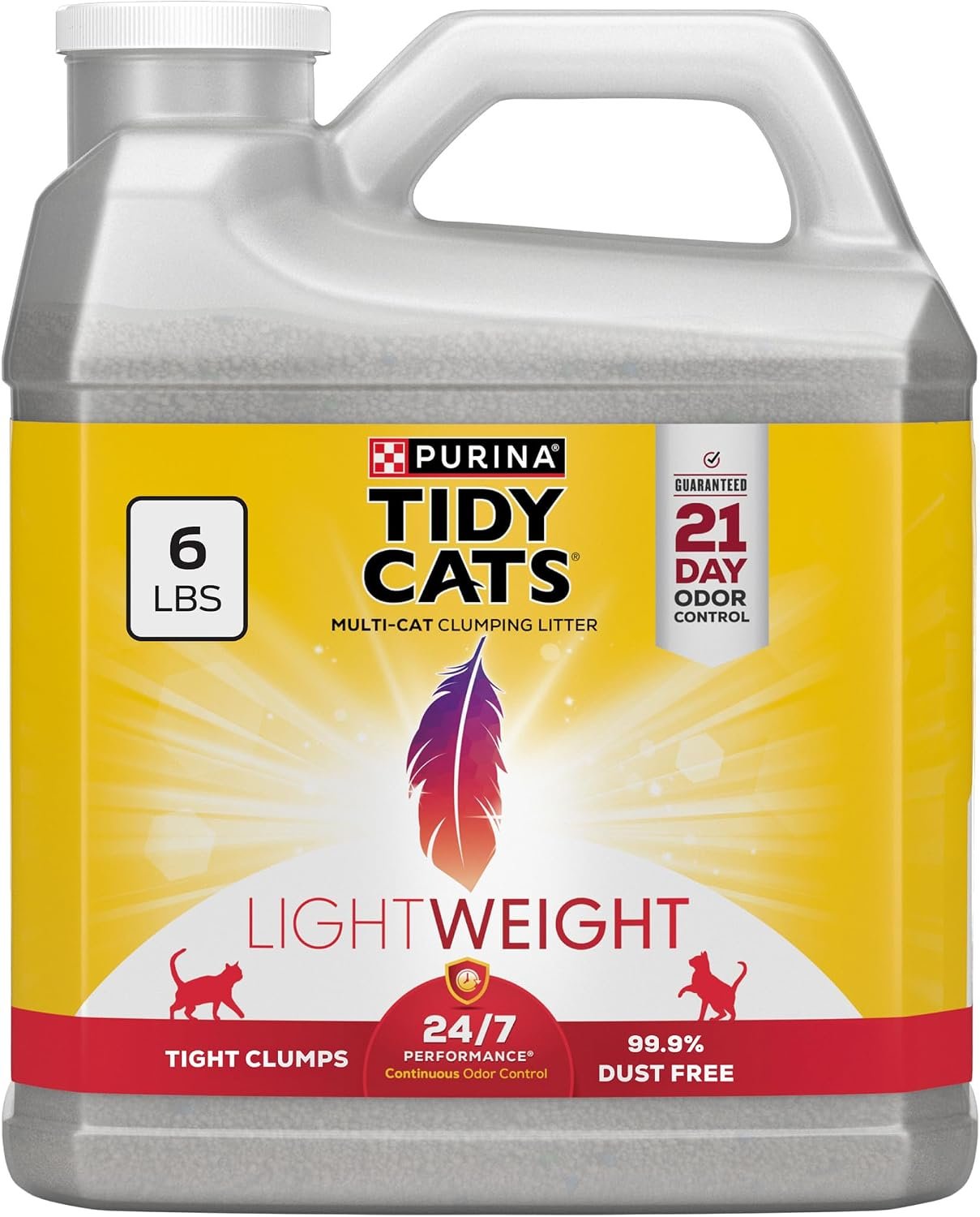 Purina Tidy Cats LightWeight 24/7 Performance Odor control, Multi-Cat, Clumping, 99.9 Percent Dust Free Cat Litter – 6 lb. Jug