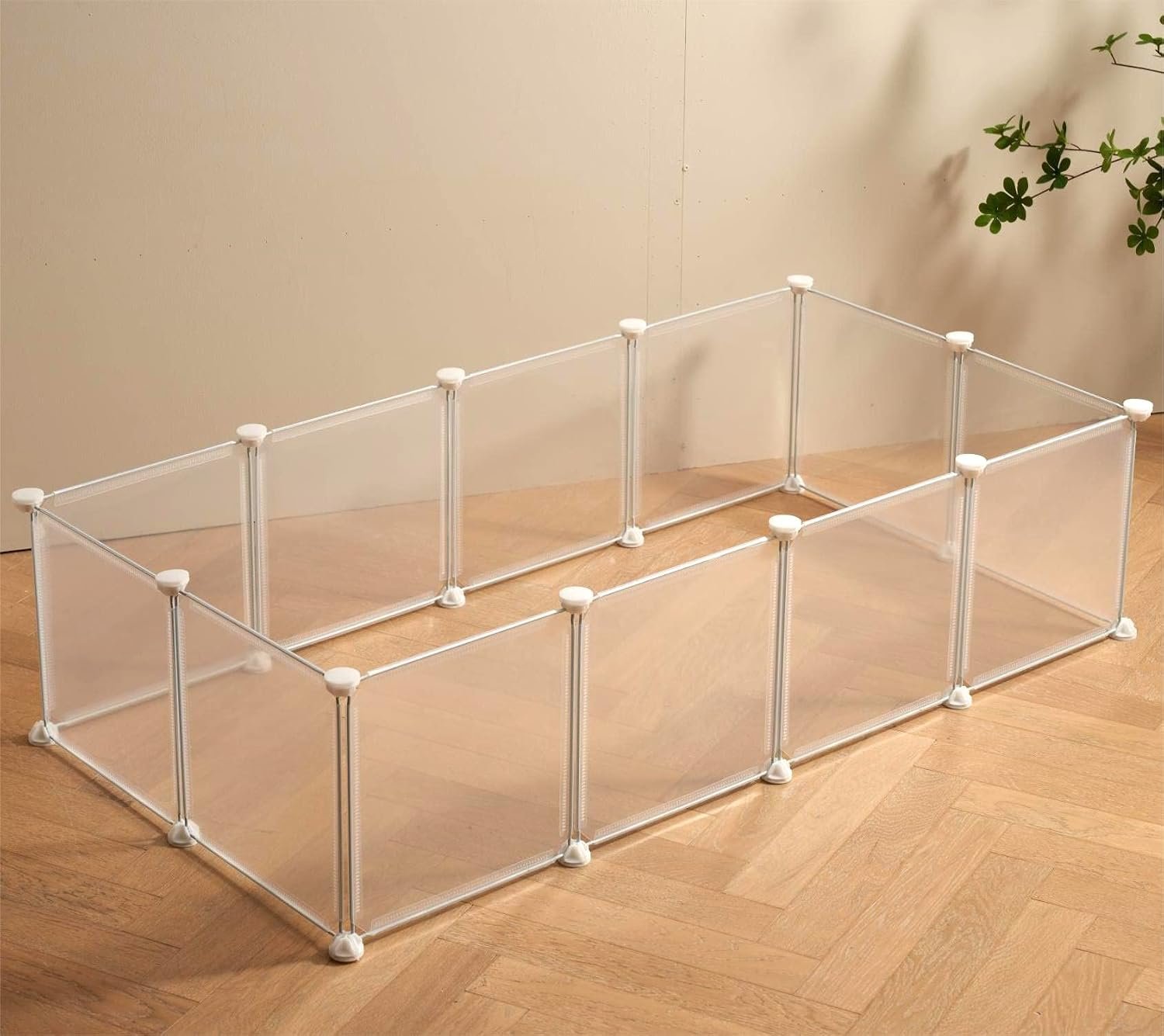 LURIVA Transparent Clear Small Animal Playpen, Guinea Pig Cages, Puppy Dog Playpen, Pet Playpen, Rabbit Bunny Indoor Fence Pen Enclosure, White Clear Plastic Playpen,12X12 Inch, 12Panels