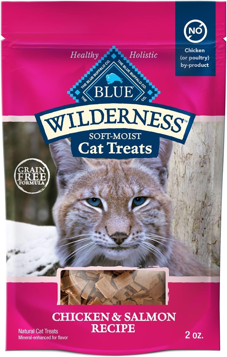 Blue Buffalo Wilderness Chicken & Salmon Soft Cat Treats, Grain-Free, 2 oz | Real Chicken & Salmon First, High Protein Nutrition, Bite-Size Training Treats