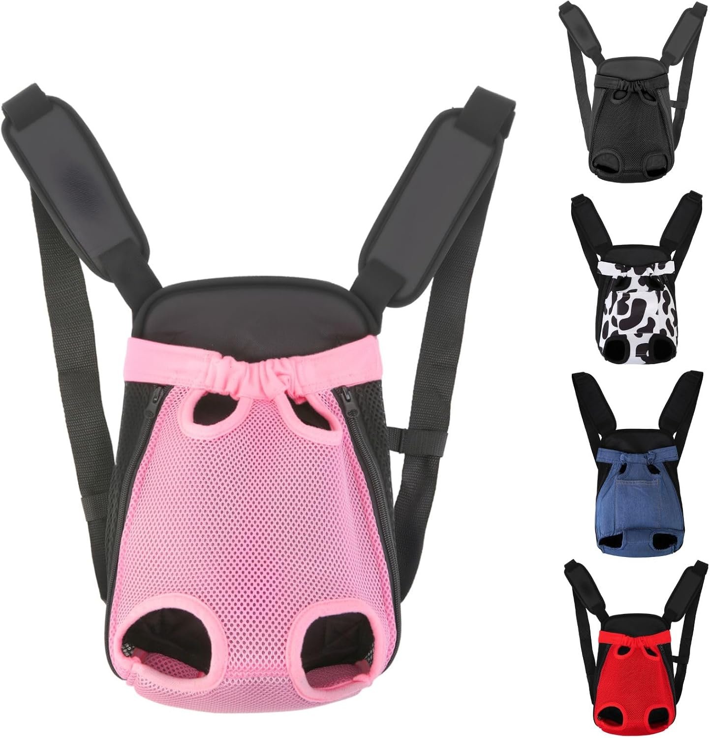 Inspack Dog Backpack Carrier/Cat Carrier, Adjustable Pet Front Carriers Travel Bag for Puppy Medium Dogs, Legs Out, Soft Ventilated Doggie Chest Carry Backpacks for Hiking/Camping, 2.5-4 lbs, Pink