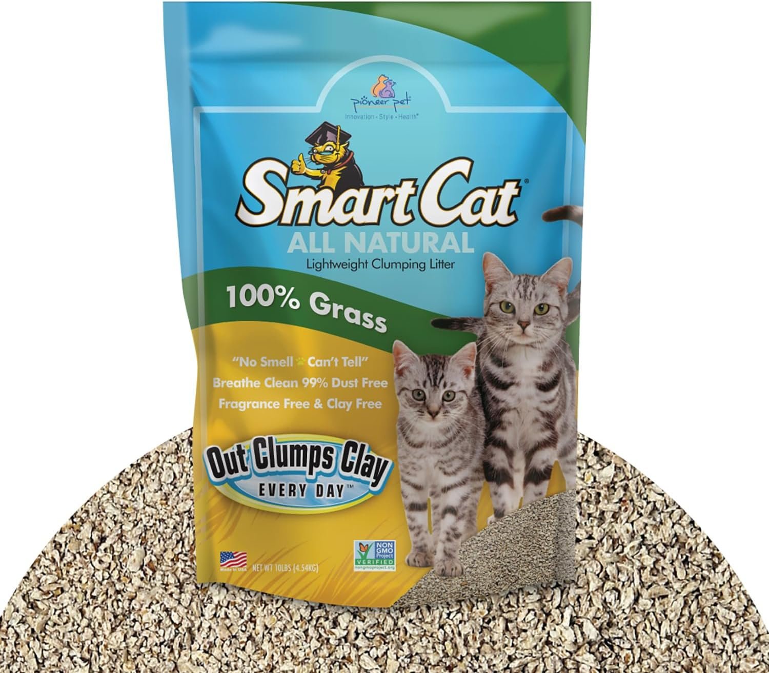 SmartCat All Natural Clumping Cat Litter, 10 Pound (160oz 1 Pack) – Alternative to Clay and Pellet Litter – Chemical and 99% Dust Free – Unscented and Lightweight