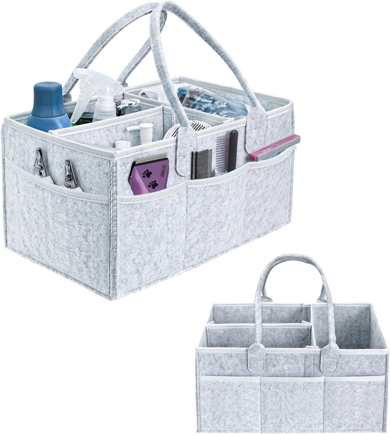 Klawdsky Pet Grooming Tote Bag, Dog Storage Organizer for Grooming Supplies Multiple Pockets, Lightweight and Durable Design (Bag Only)