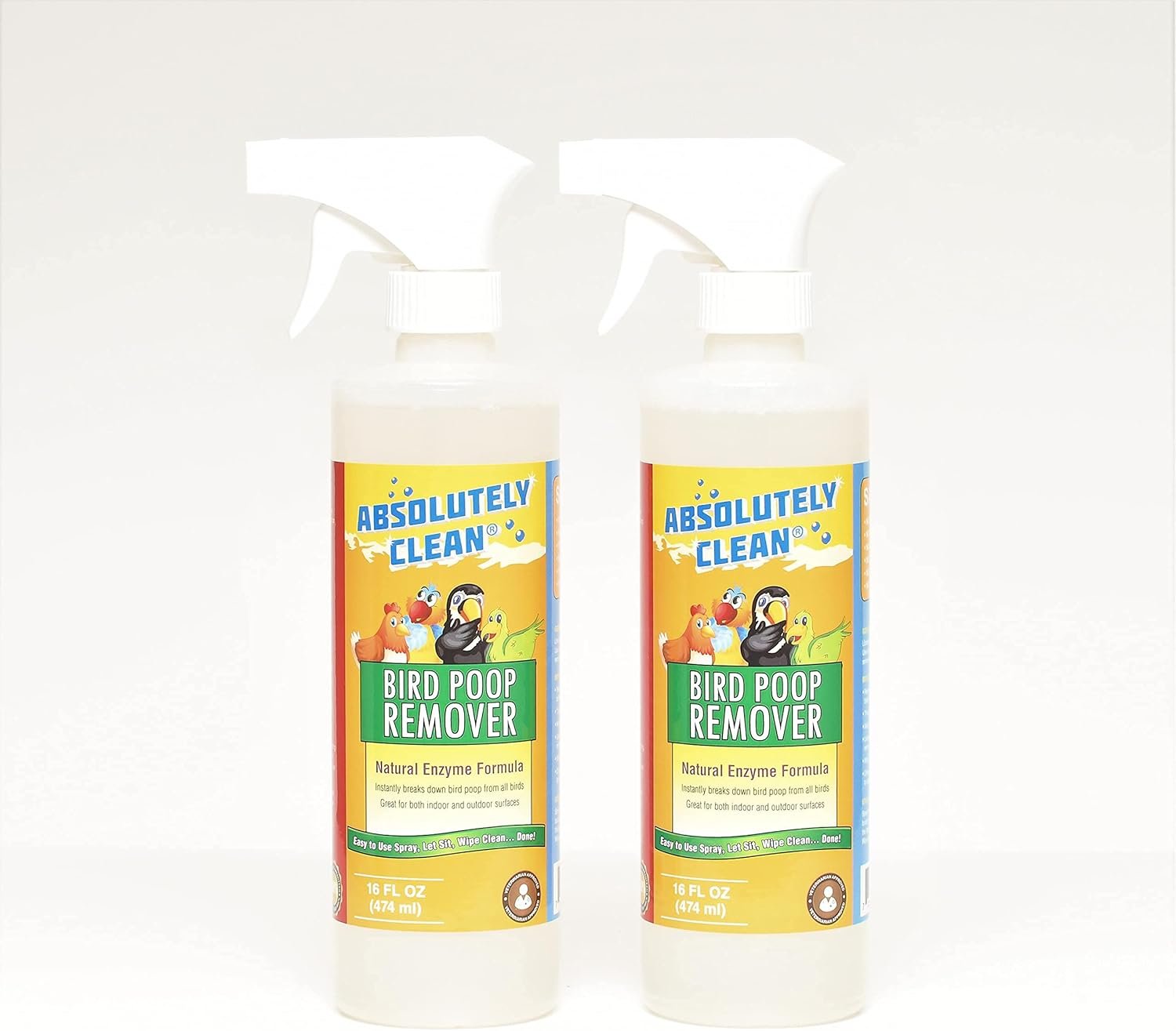 Absolutely Clean Amazing Bird Poop Remover – Just Spray/Wipe – Safely & Easily Removes Bird Messes – Use Indoor/Outdoor – Made in The USA