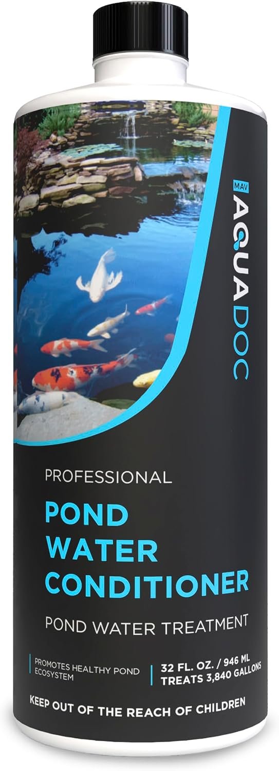 AquaDoc Pond Water Conditioner – Dechlorinator for Outdoor Ponds – 32oz | Water Conditioner for Koi & Fish Ponds – Made in USA