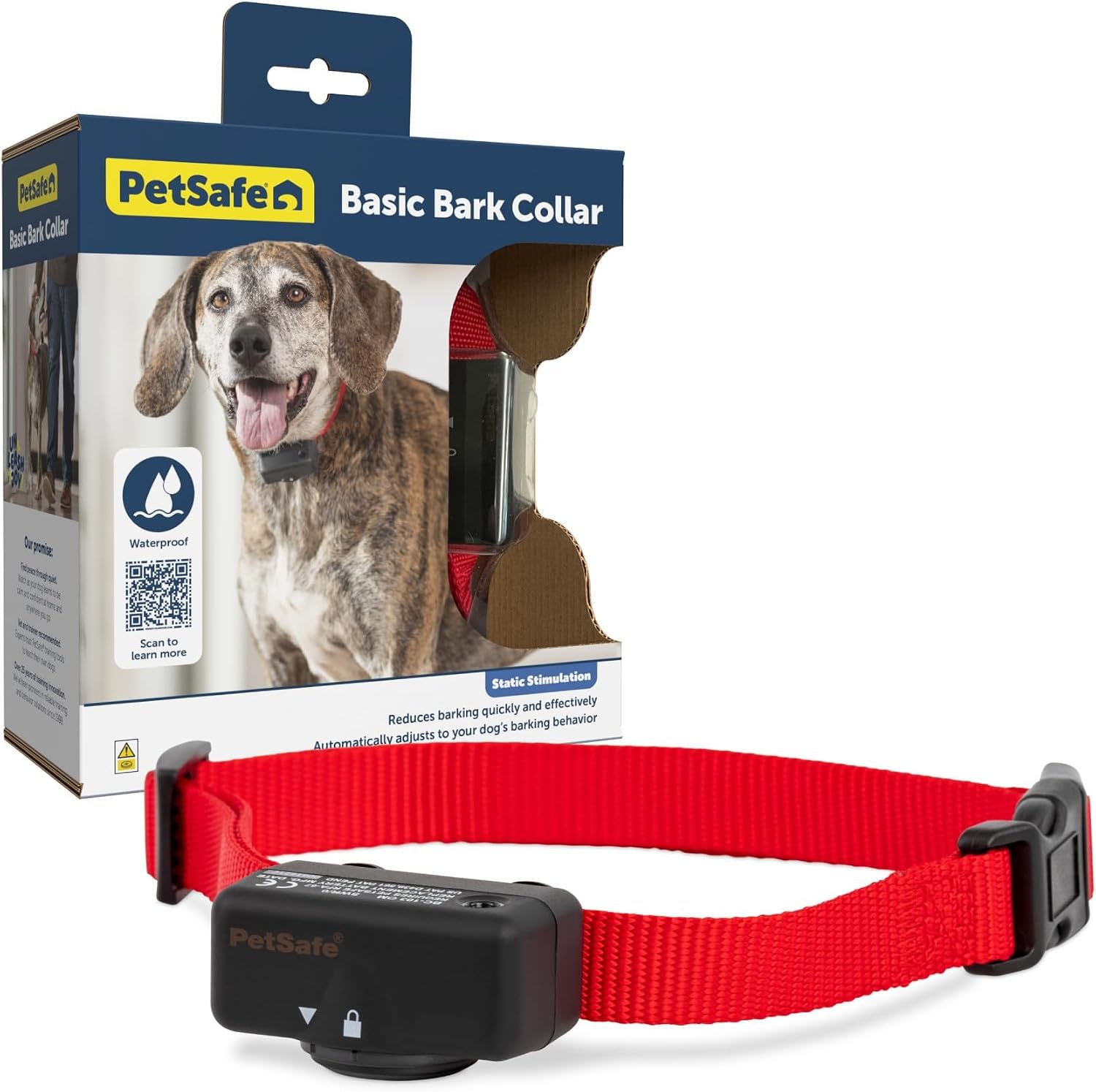 PetSafe Basic Bark Control Collar | Progressive Static Correction, Warning Beep, Includes Battery, Dogs 8 lb+, Neck 5-27 in