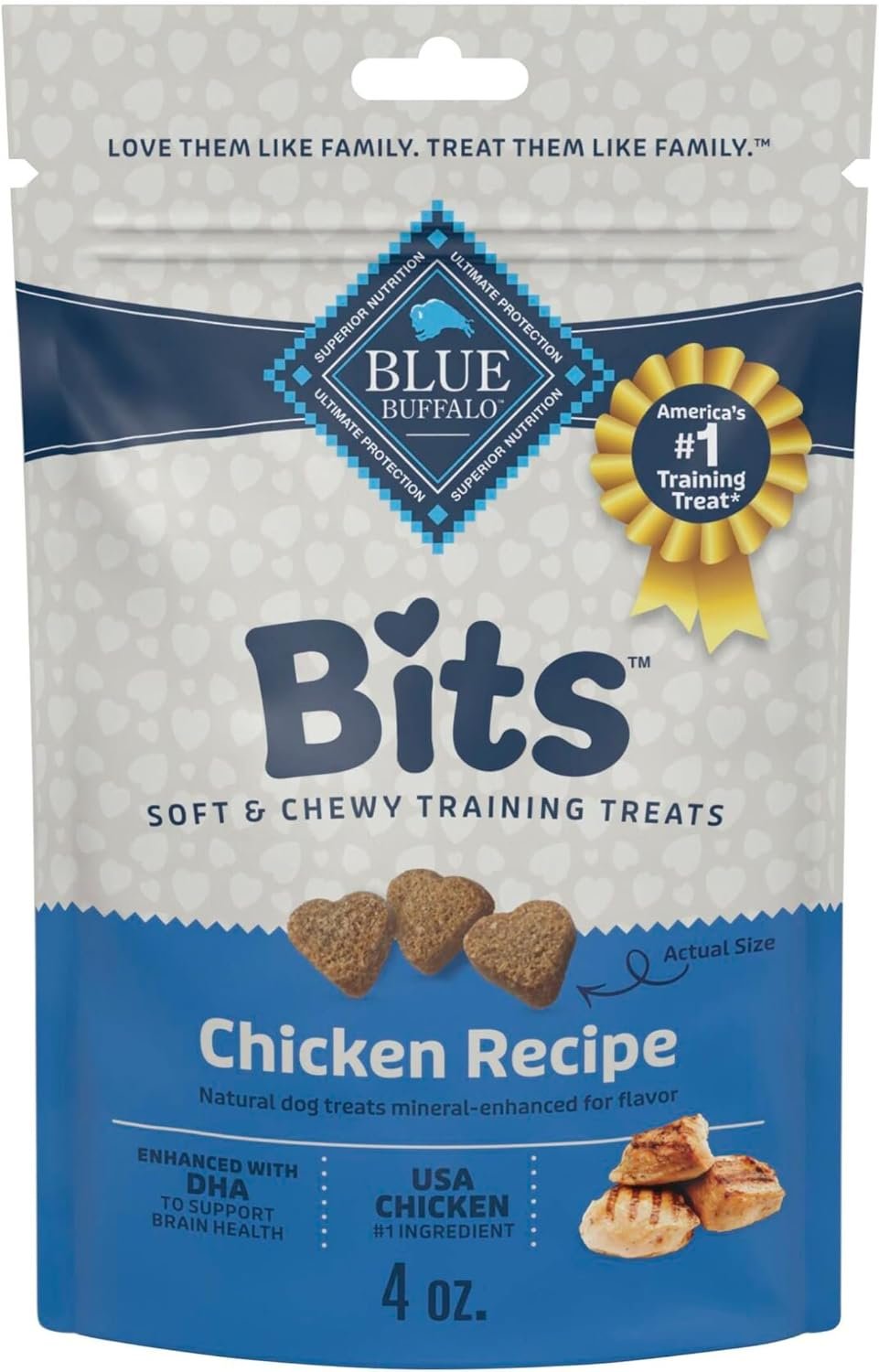 Blue Buffalo Bits Chicken Training Treats, 4 oz | Real Chicken First, DHA for Cognitive Development, No Chicken By-Product Meals, Free from Red Dye 40