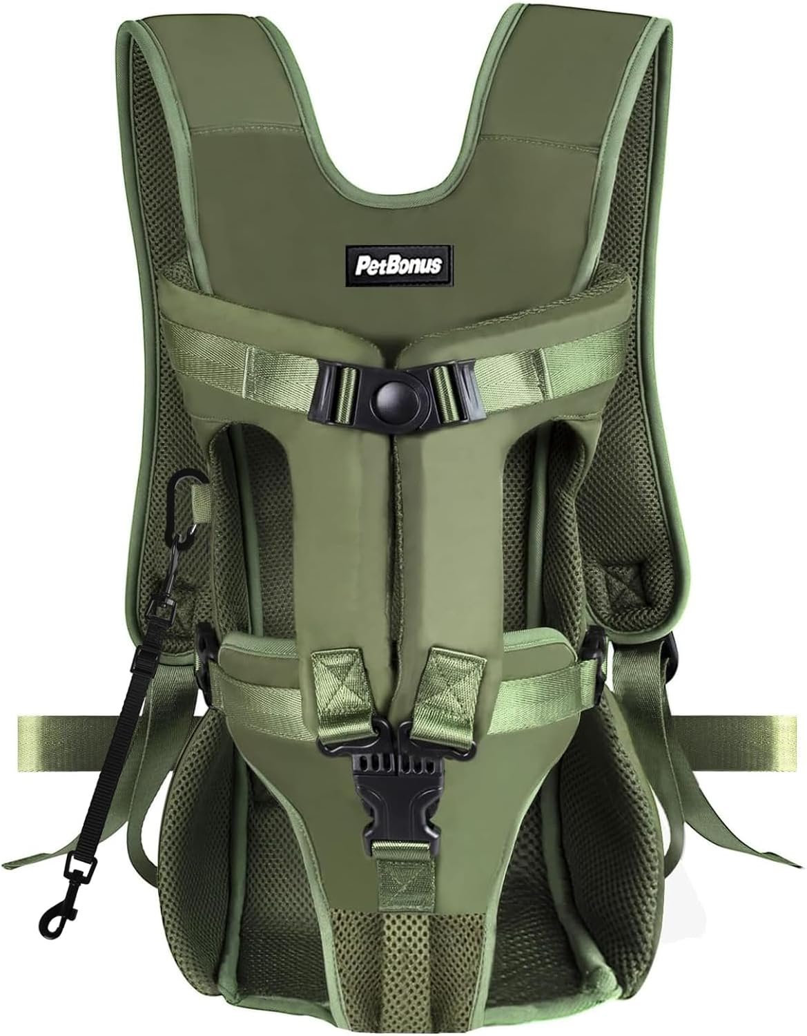 PetBonus Pet Front Dog Carrier Backpacks, Adjustable Pet Backpack, Legs Out Easy-fit Puppy Chest Carrier for Medium Small Dogs, Hands Free for Hiking, Cycling (Army Green, M) | Hands Free, Adjustable, Safety Strap, Walking Hiking Cycling Motorcycle bag, For Small Medium Dogs (Army Green, M)
