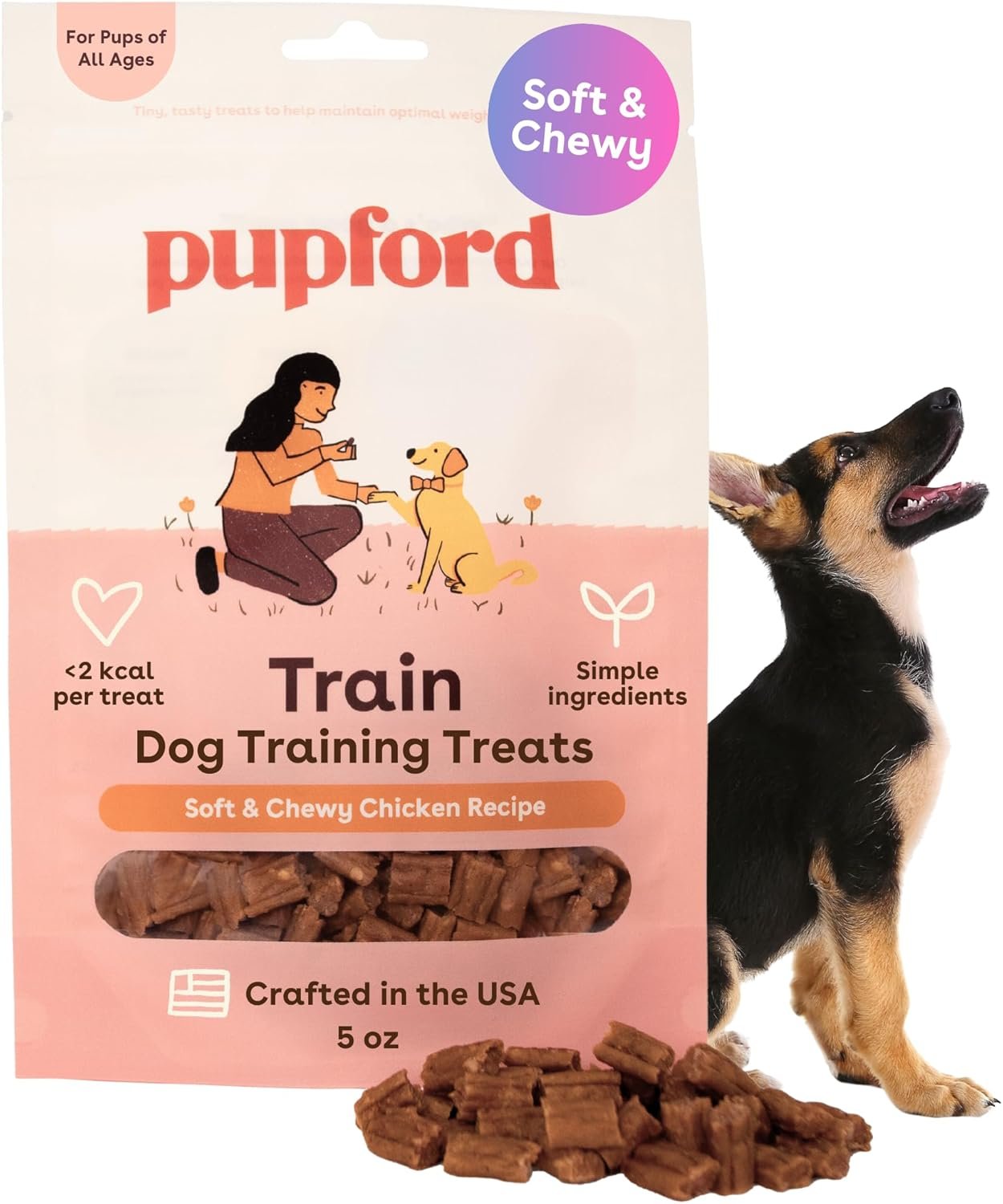 Pupford Soft & Chewy Training Treats for Dogs & Puppies (Chicken, 5 oz) | 250+ treats per bag,