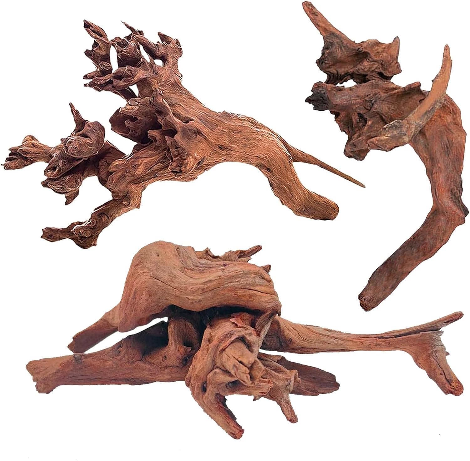 WDEFUN 3 PCS Natural Driftwood for Aquarium Decor, 7-11″ Assorted Branches for Fish Tank & Reptile Terrarium, Fast Sinking Wood for Aquascaping, Safe for Betta, Shrimp & Snails