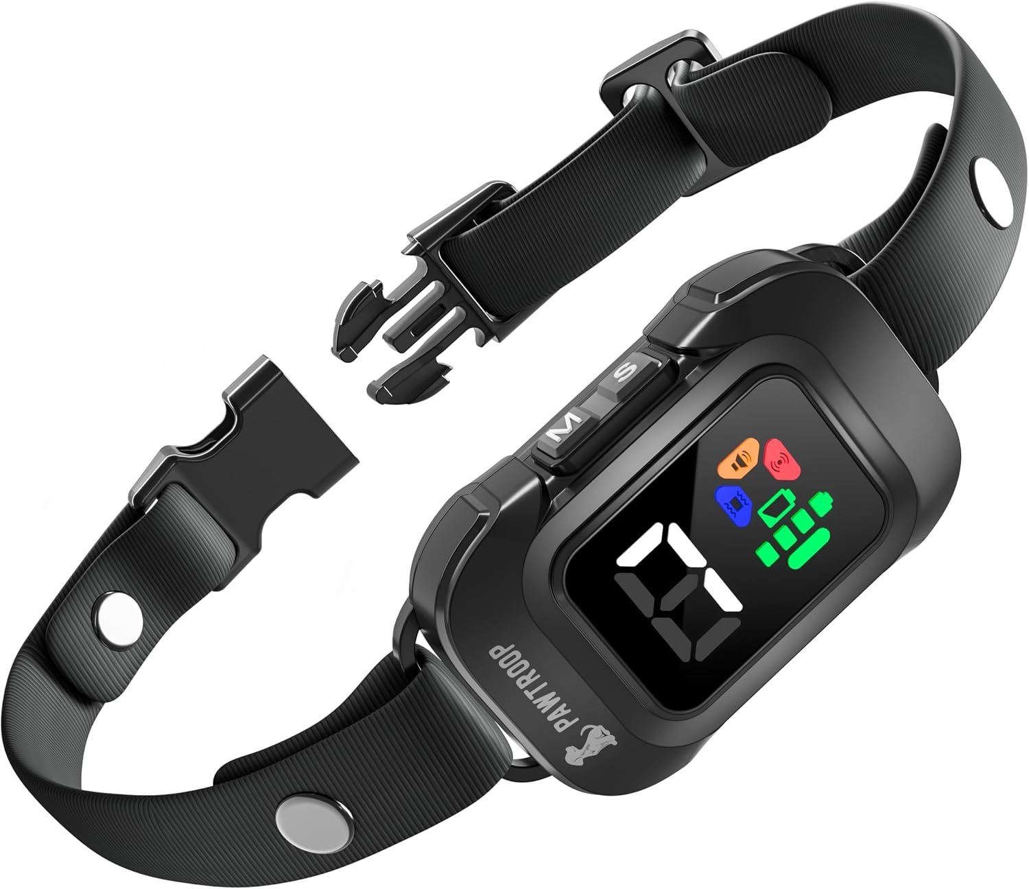 Ultrasonic No Shock Automatic Bark Collar for Medium Large Dogs – Humane Anti Bark Training Collar with 7 Sensitivity Levels, Beep Vibration Ultrasonic, Rechargeable & Waterproof TPU Strap