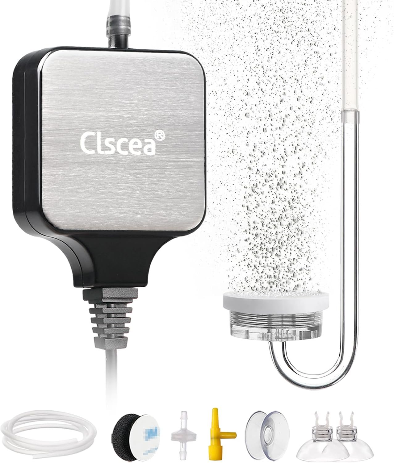 Small Air Pump for Fish Tank Aquarium Aerator for 1-15 G Super Quiet 1.5 Watts, Complete kit
