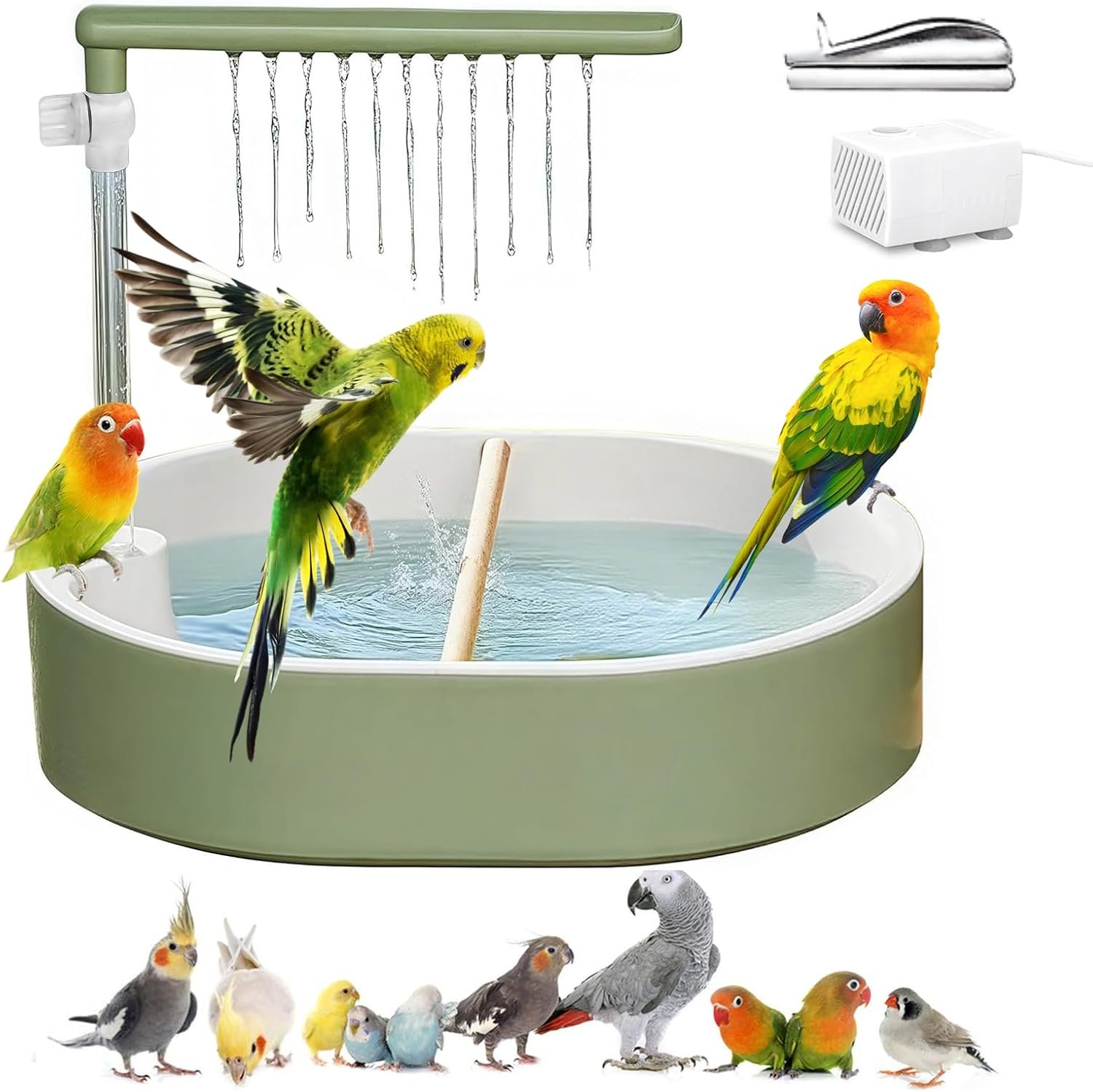 Parrot Bathtub Bird Automatic Bath Shower,Large Bird Shower Fountain Indoor Bathtub with Running Water, Contains USB and Pump,for Pet Birds, African Grey, Cockatiel, Conure, Budgie, Lovebird(Fashion)