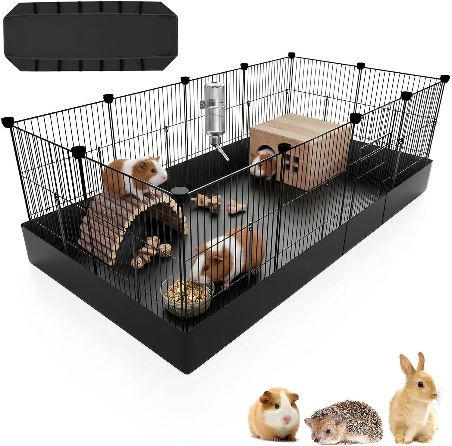 PAWING 12 Panels Small Animal Playpen with Waterproof Mat – Durable Metal Wire Yard Fence for Guinea Pigs, Kittens, Hamsters, Hedgehogs – Indoor & Outdoor Pet Cage