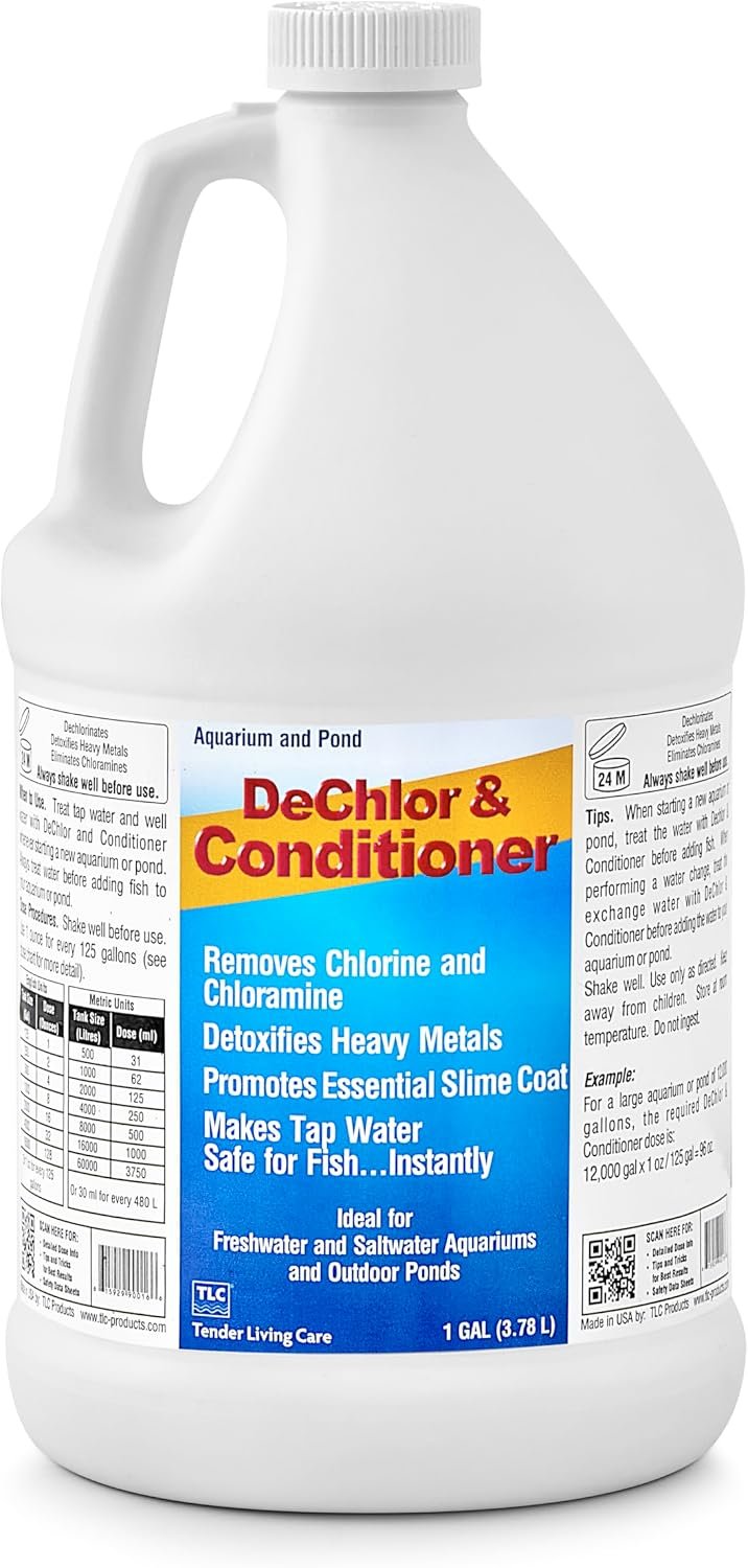 TLC Products, DeChlor & Conditioner, Aquarium Water Treatment | Aquarium Water Treatment, for Freshwater and Saltwater, 1 Gallon
