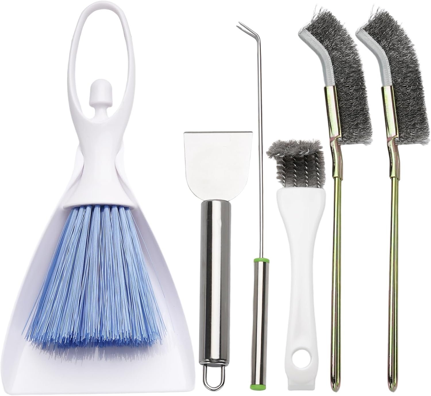 Plus tard 6-Piece Bird Cage Cleaning Kit with Stainless Scraper | Multiple Scraping and Brushing Shapes Reach Bars, Posts and Corners to Loosen Dried Messes and Speed Routine Cleanup