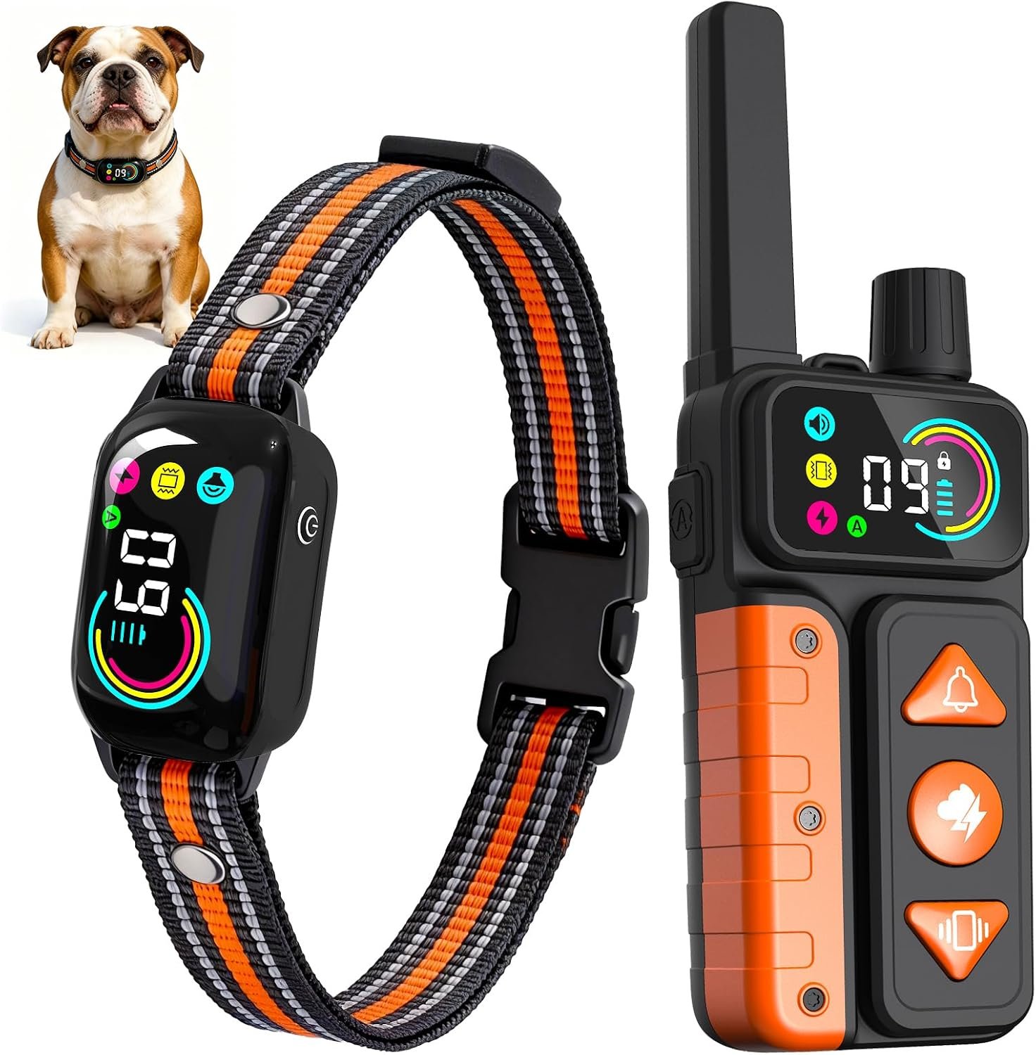 2-in-1 Dog Bark Collar & Shock Collar, IPX7 Waterproof E Collars with AI Anti-Bark/Beep/Vibration/Shock/no Shock for Small Medium Large Dog(5-120Lbs), Dog Training Collar with 3300FT Remote