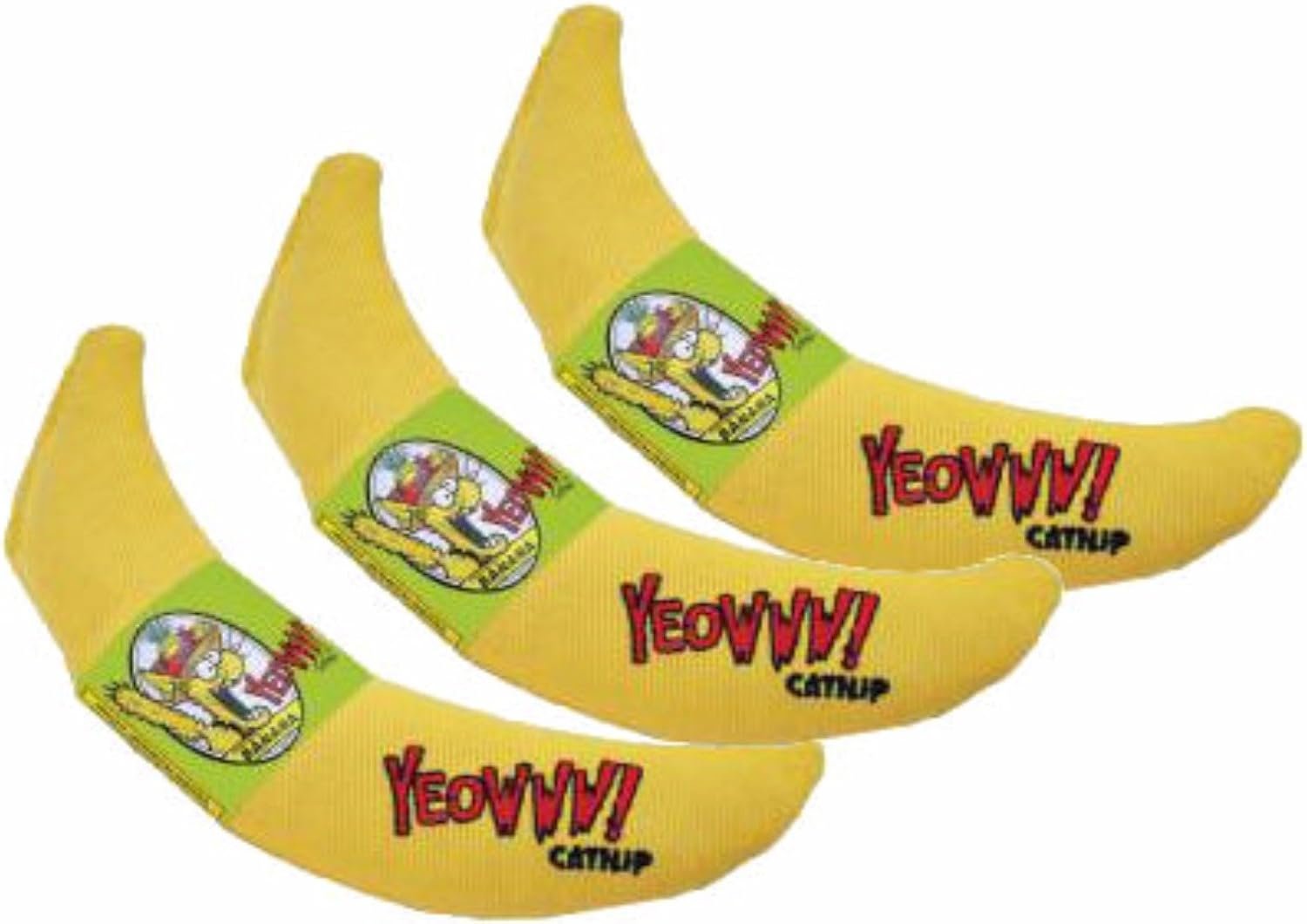 Yeowww! 100% Organic Catnip Toy, Yellow Banana 3 Pack