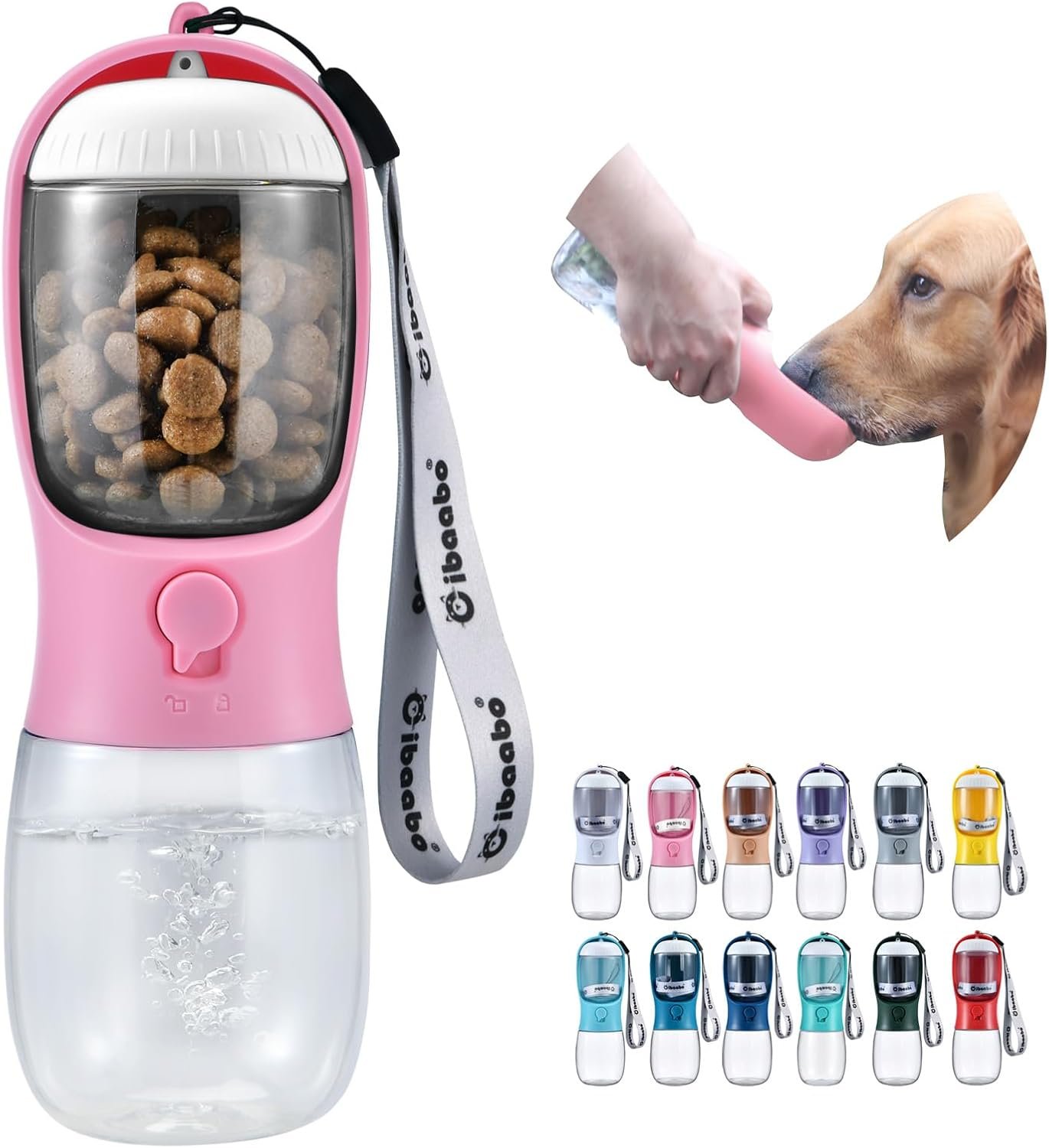 Cibaabo Dog Water Bottle Portable with Food Container & Filter for Travel | Feeding & Hydration | Travel Puppy Water Bowl | Portable Pet Dispenser | Girl Dog Accessories | for Hiking Camping Beach